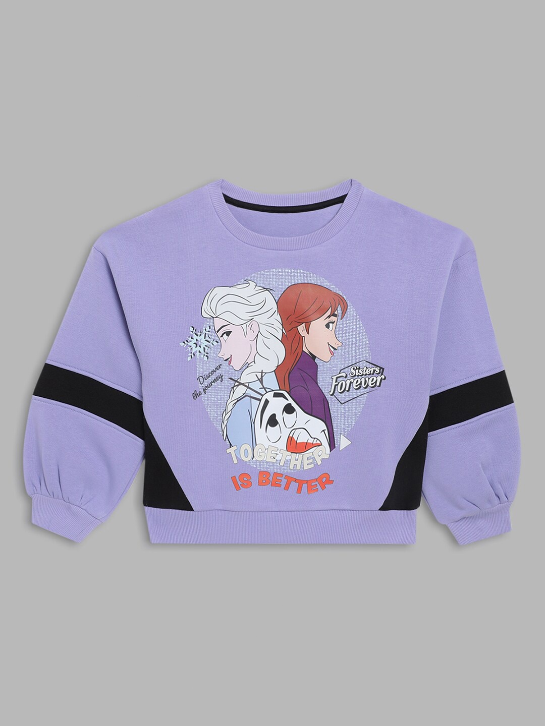 

Blue Giraffe Girls Purple Printed Cotton Sweatshirt