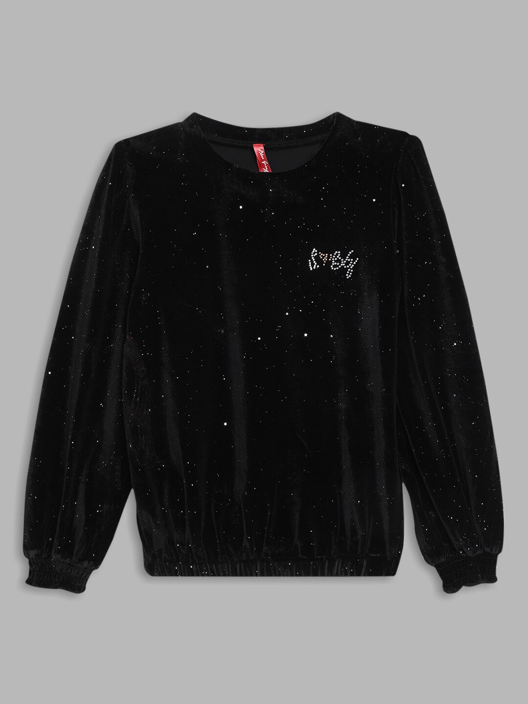 

Blue Giraffe Girls Black Embellished Acrylic Blouson Top