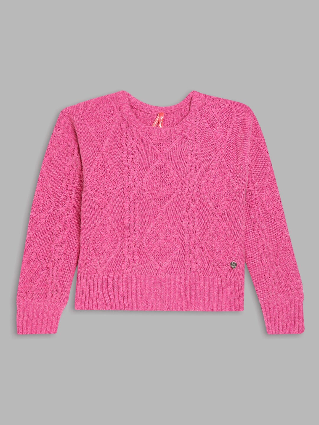 

Blue Giraffe Girls Pink Cable Knit Wool Pullover Sweater