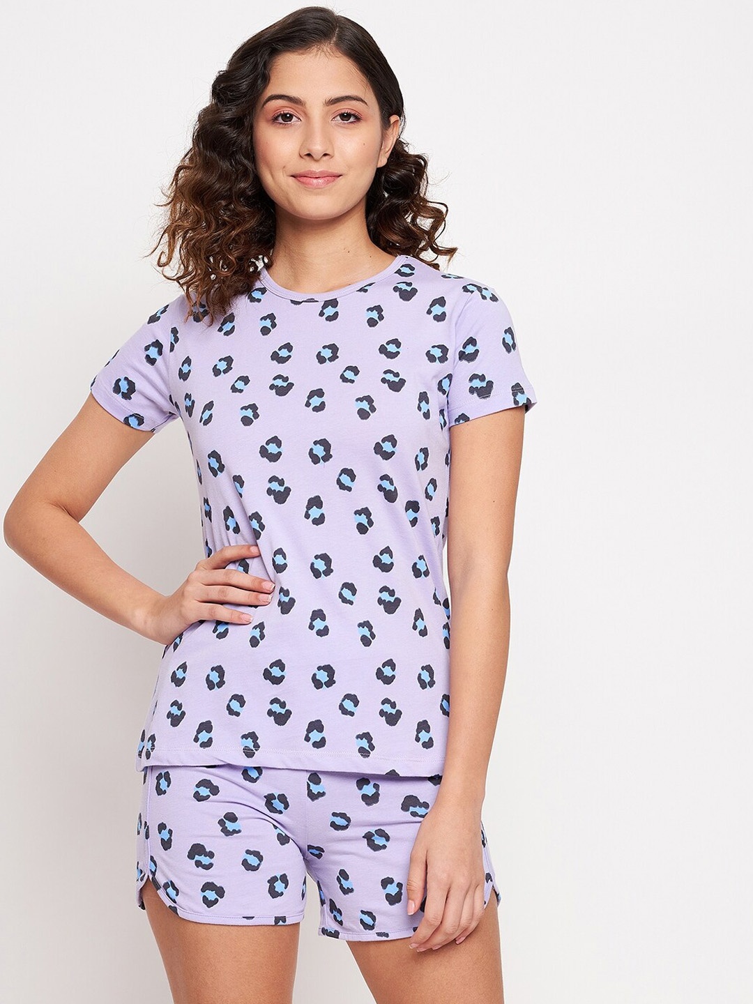 

JHANKHI Women Purple & Blue Printed Night suit