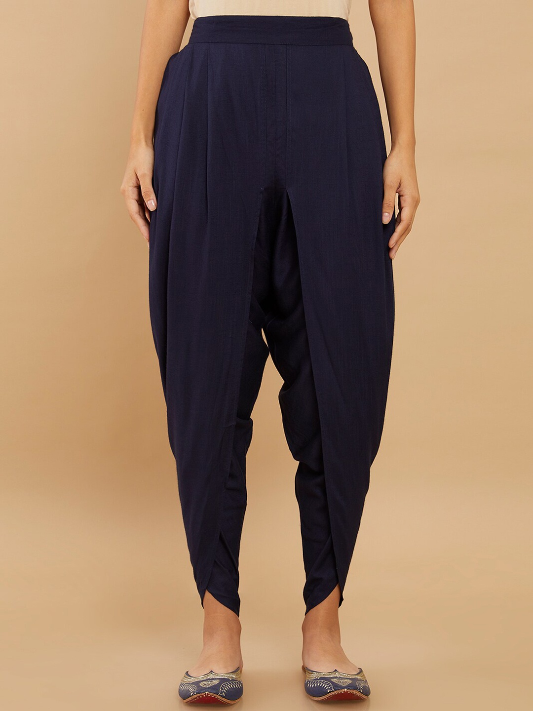 

Soch Women Navy Blue Solid Dhoti Pants