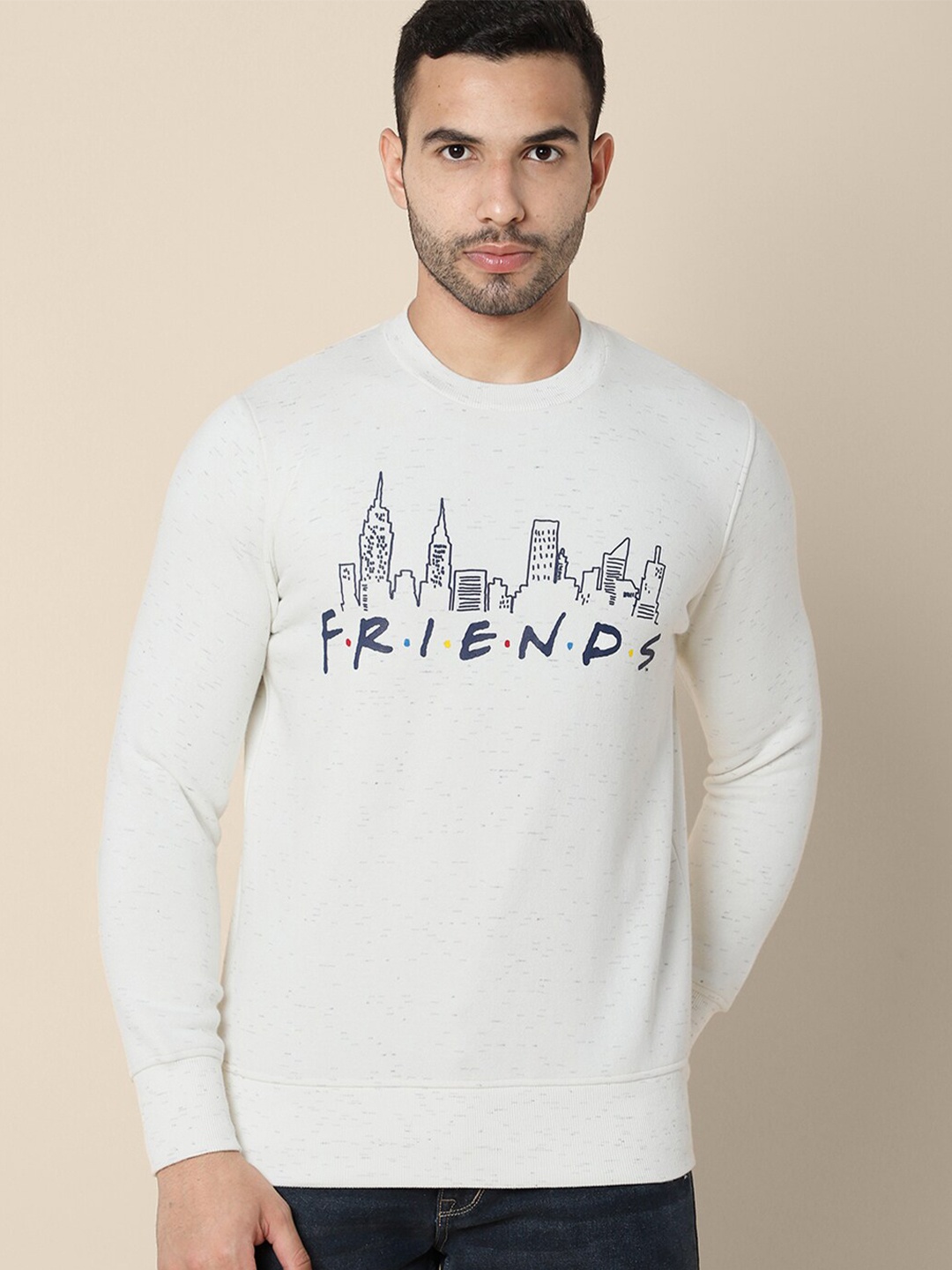 

Free Authority Men White Cotton Friends Printed Sweatshirt