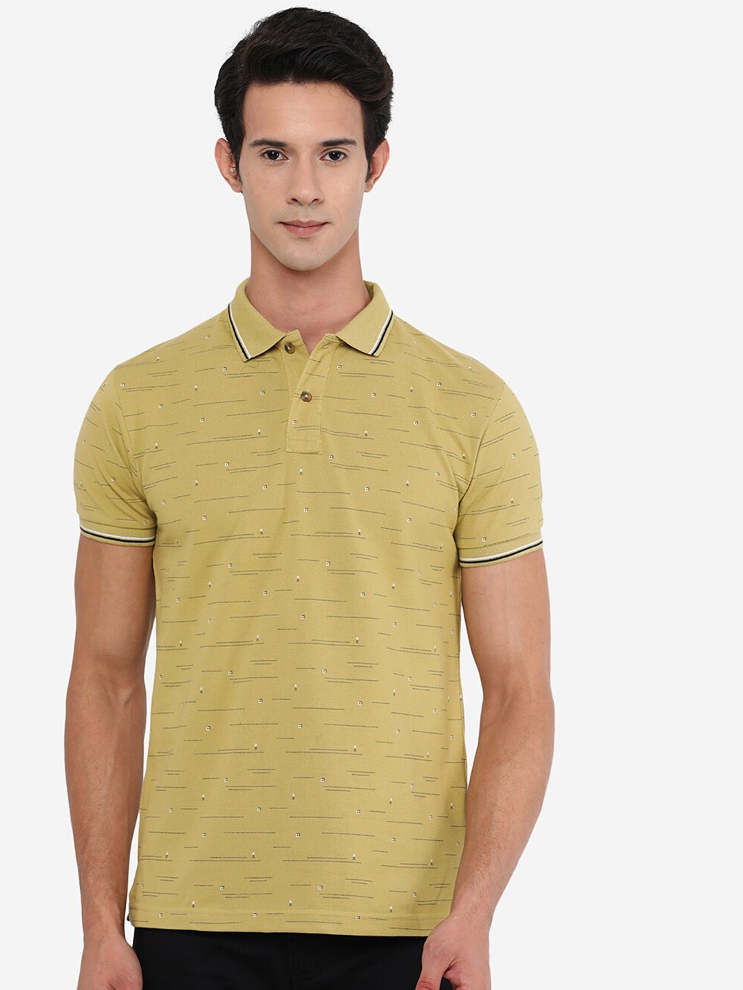 

Greenfibre Men Yellow Polo Collar Slim Fit T-shirt