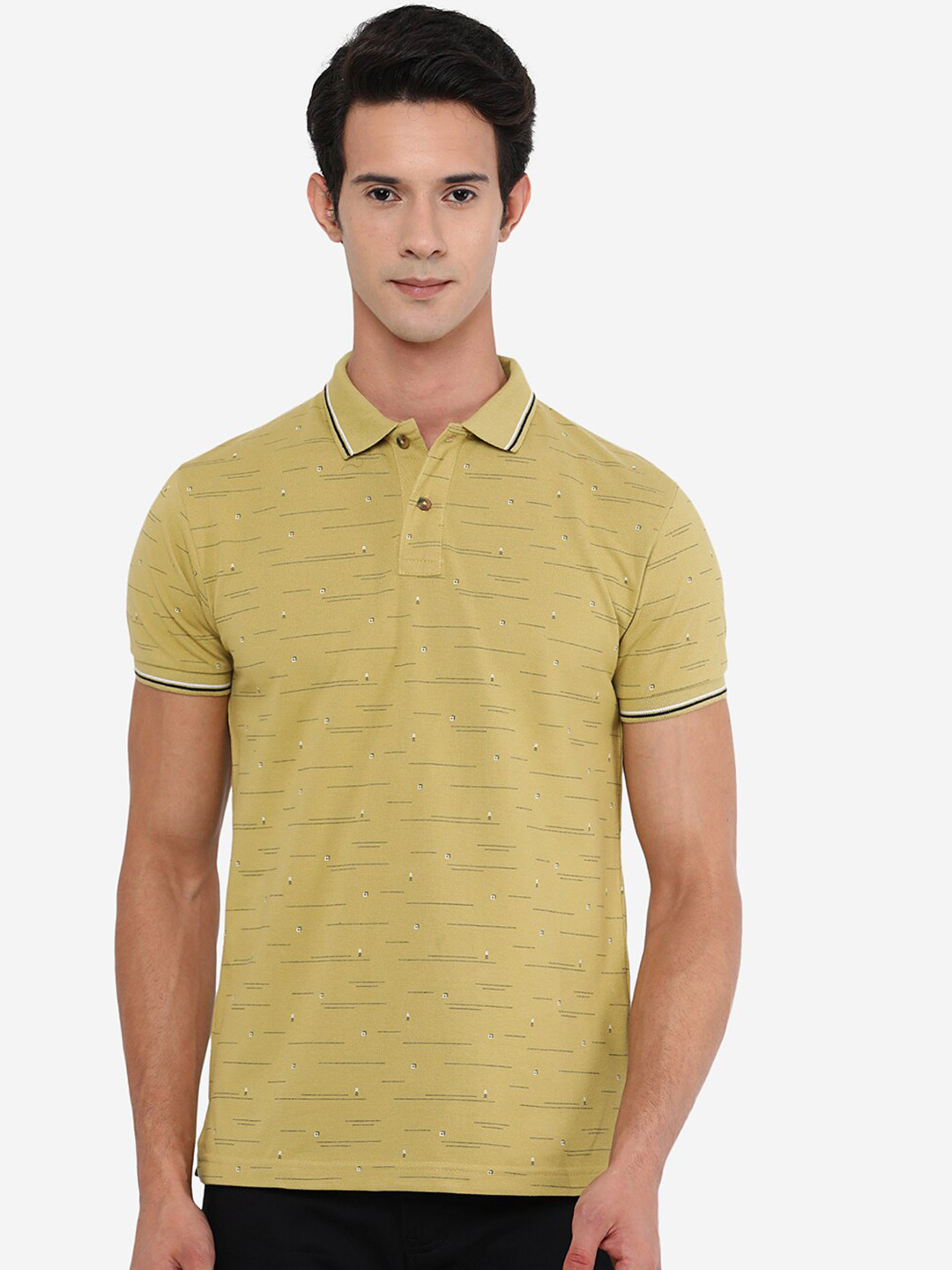 

Greenfibre Men Yellow Polo Collar Slim Fit T-shirt