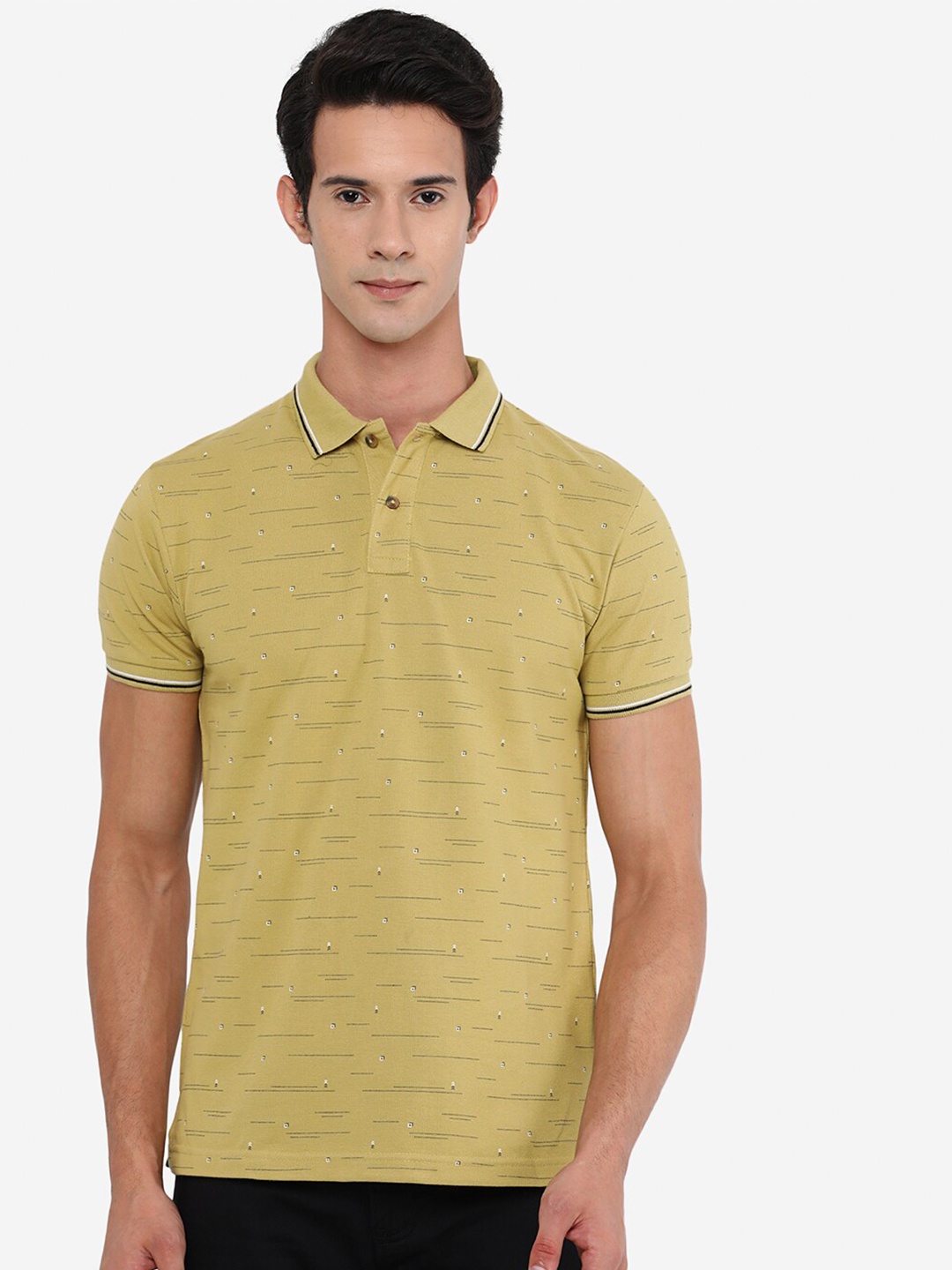 

Greenfibre Men Yellow Polo Collar Slim Fit T-shirt