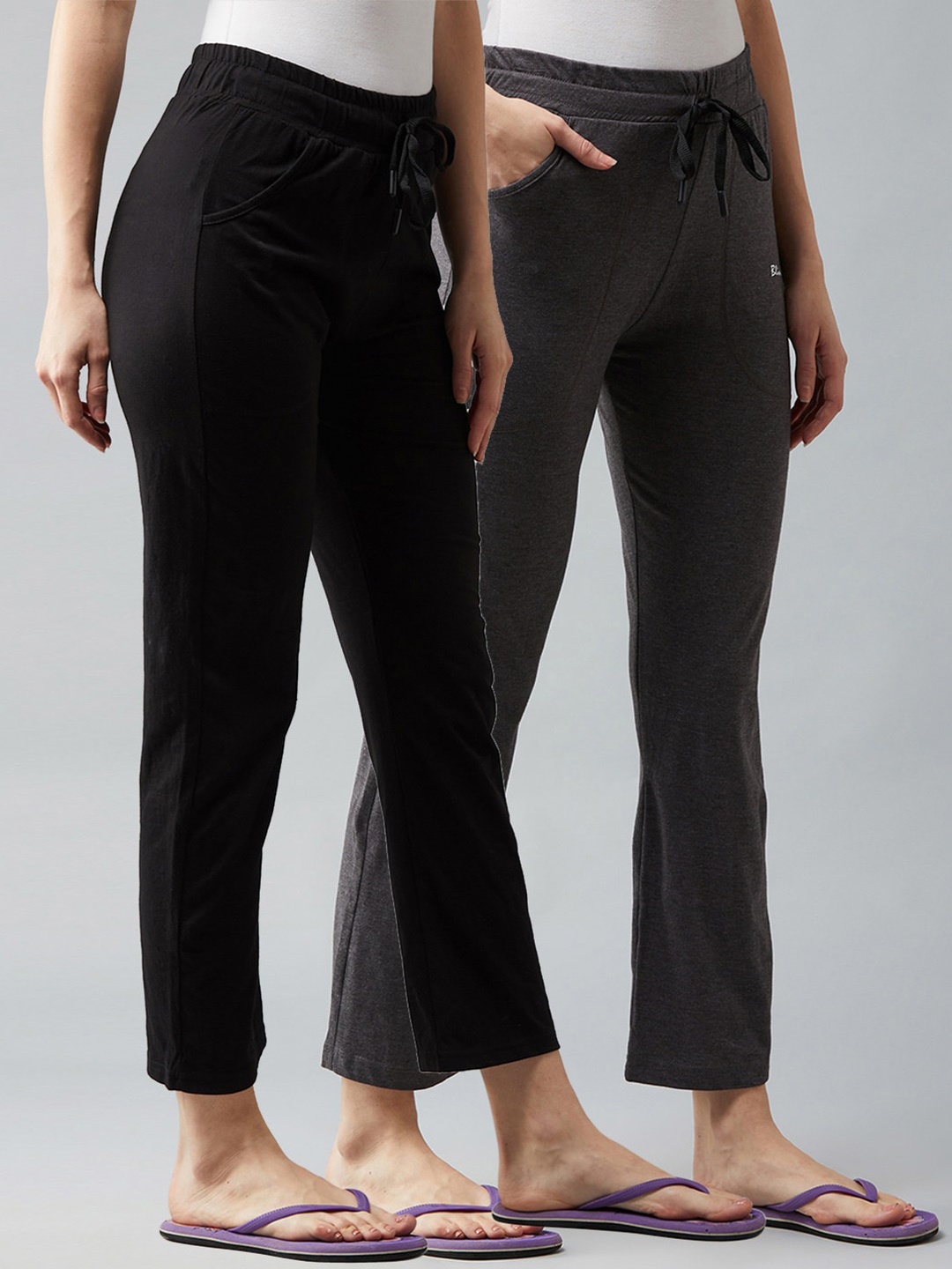 

Blinkin Women Set Of 2 Cotton Lounge Pants, Black