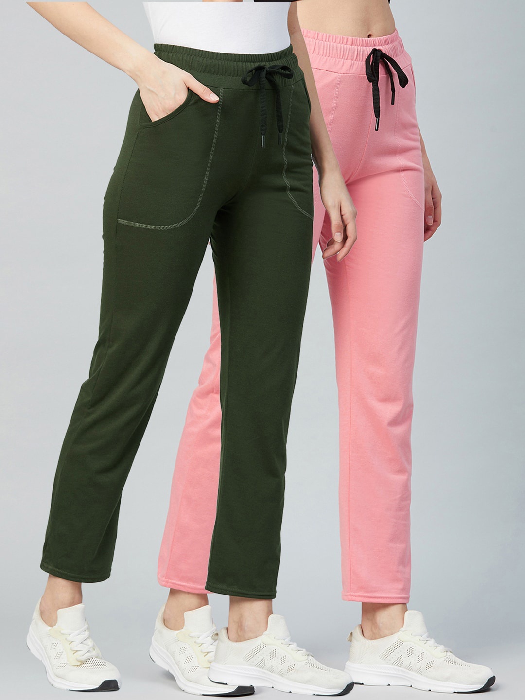 

Blinkin Women Pack Of 2 Solid Track Pants, Pink