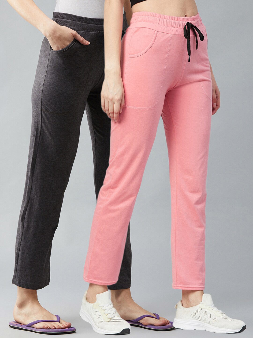 

Blinkin Women Pack Of 2 Solid Track Pants, Pink