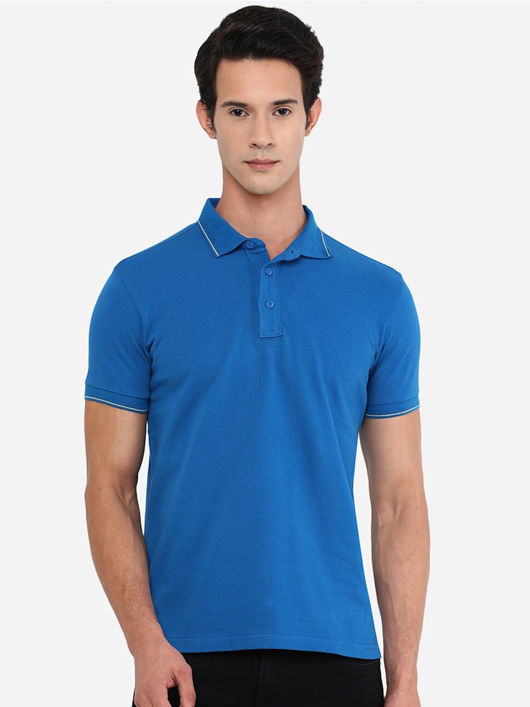 

JADE BLUE Men Polo Collar Slim Fit Cotton T-shirt