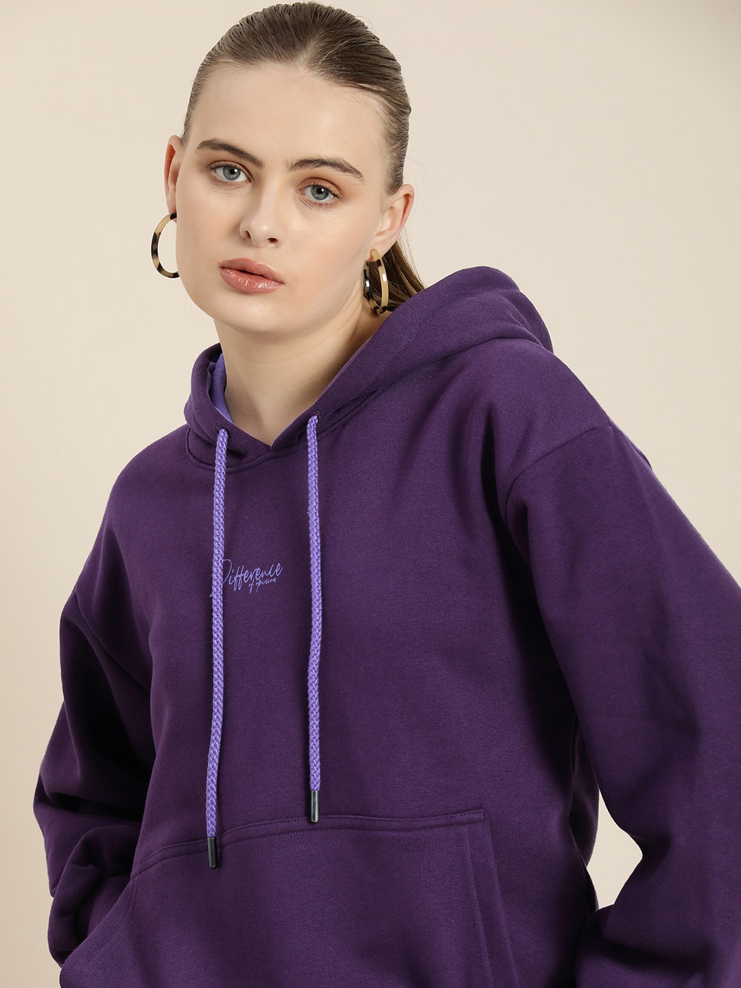 

Difference of Opinion Typography Print Hooded Sweatshirt, Purple