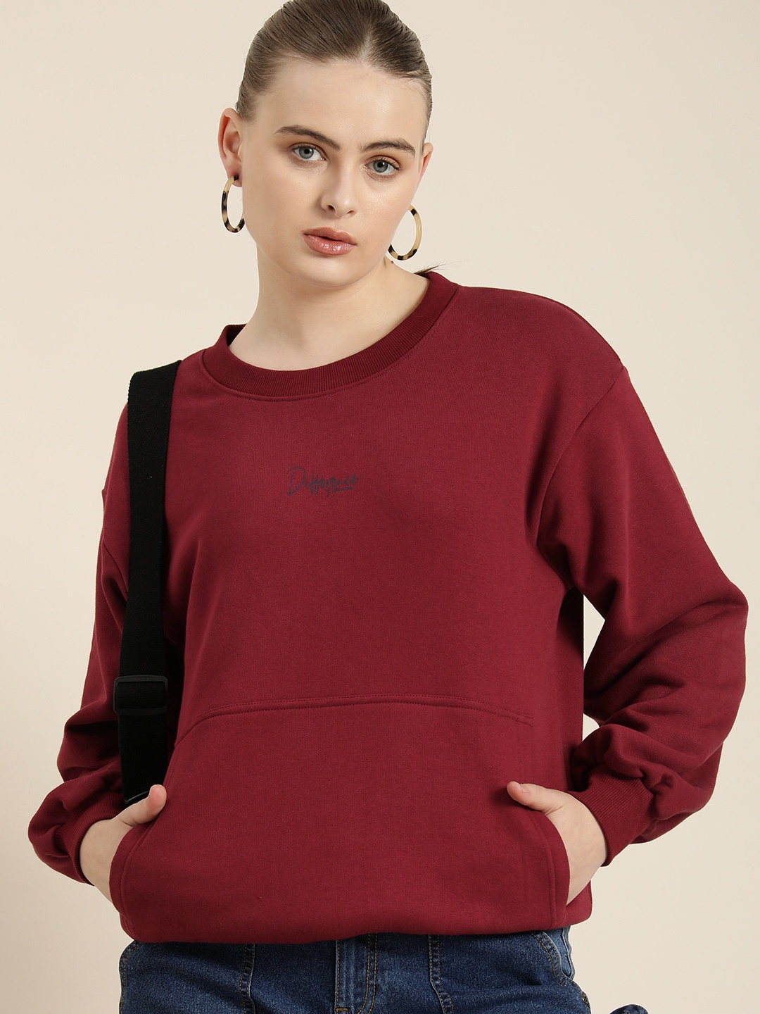 

Difference of Opinion Typography Printed Sweatshirt, Maroon