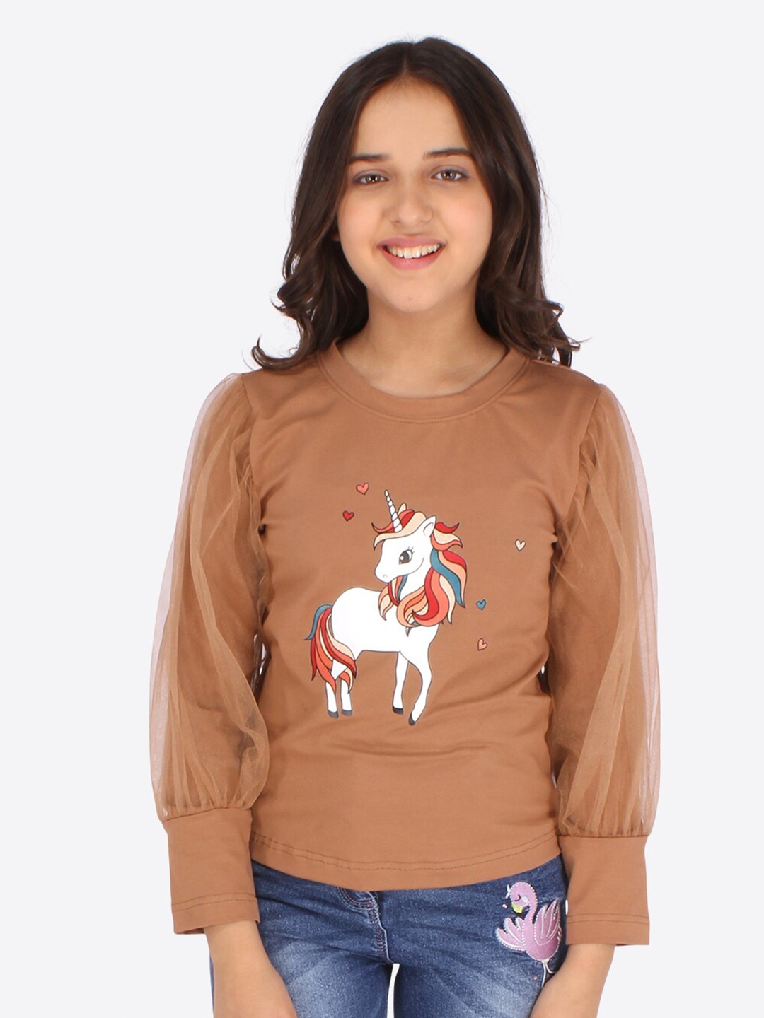 

CUTECUMBER Girls Brown Print Top