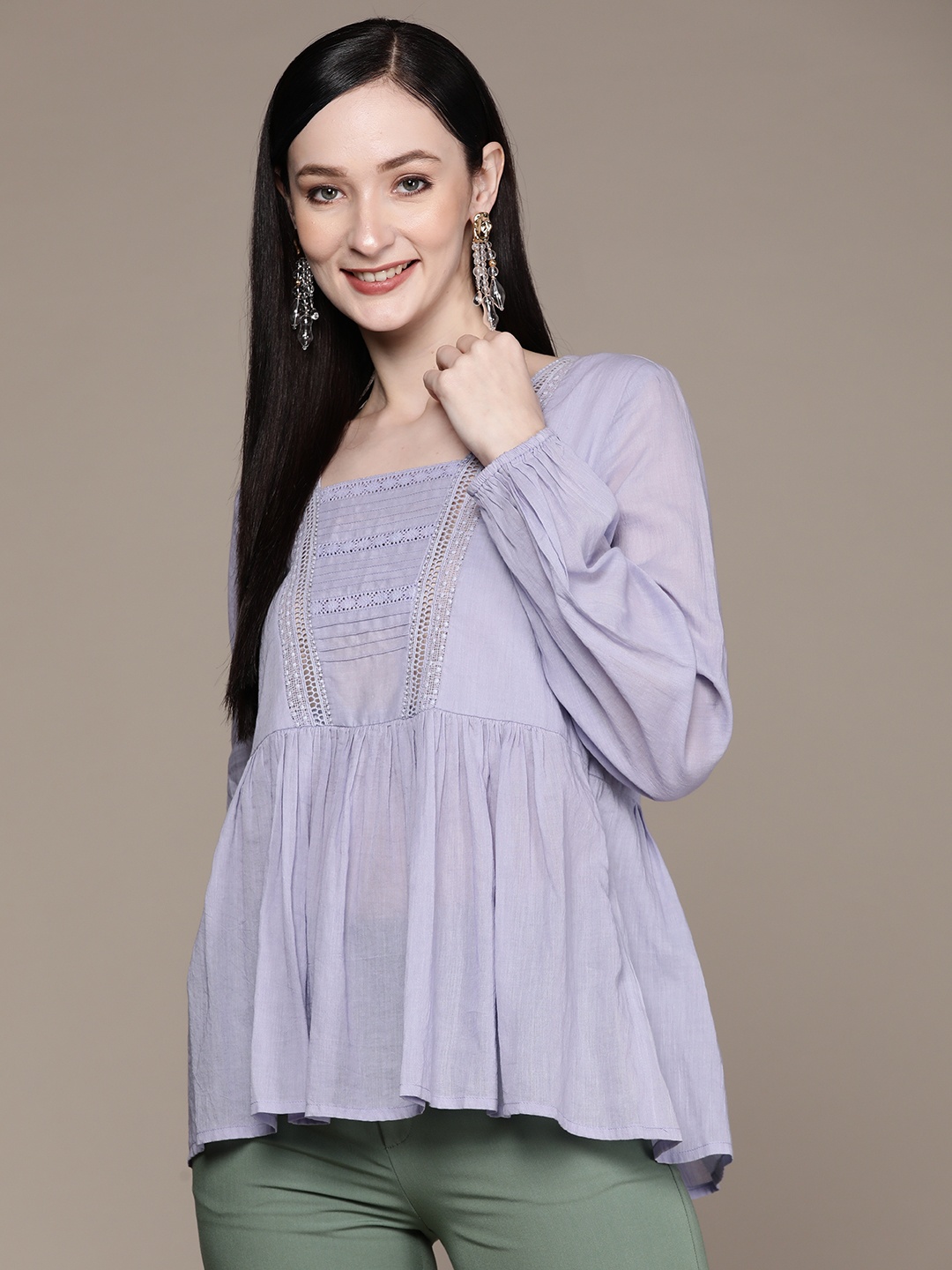 

aarke Ritu Kumar Purple Solid Empire Top