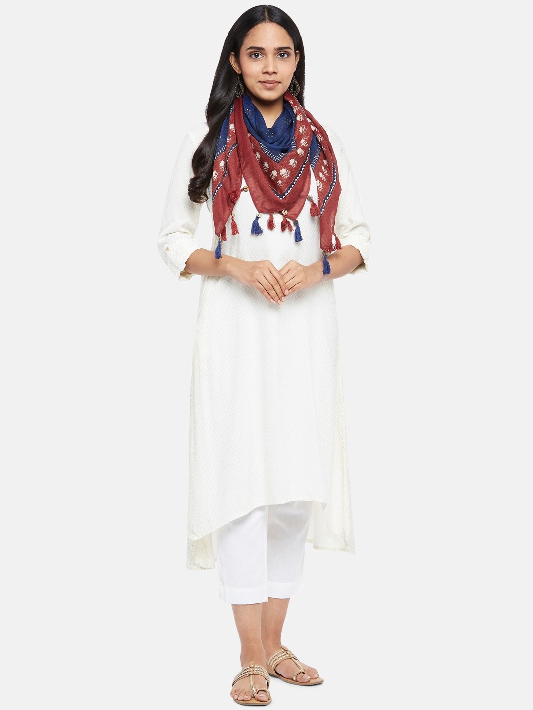 

RANGMANCH BY PANTALOONS Blue & Maroon Printed Dupatta