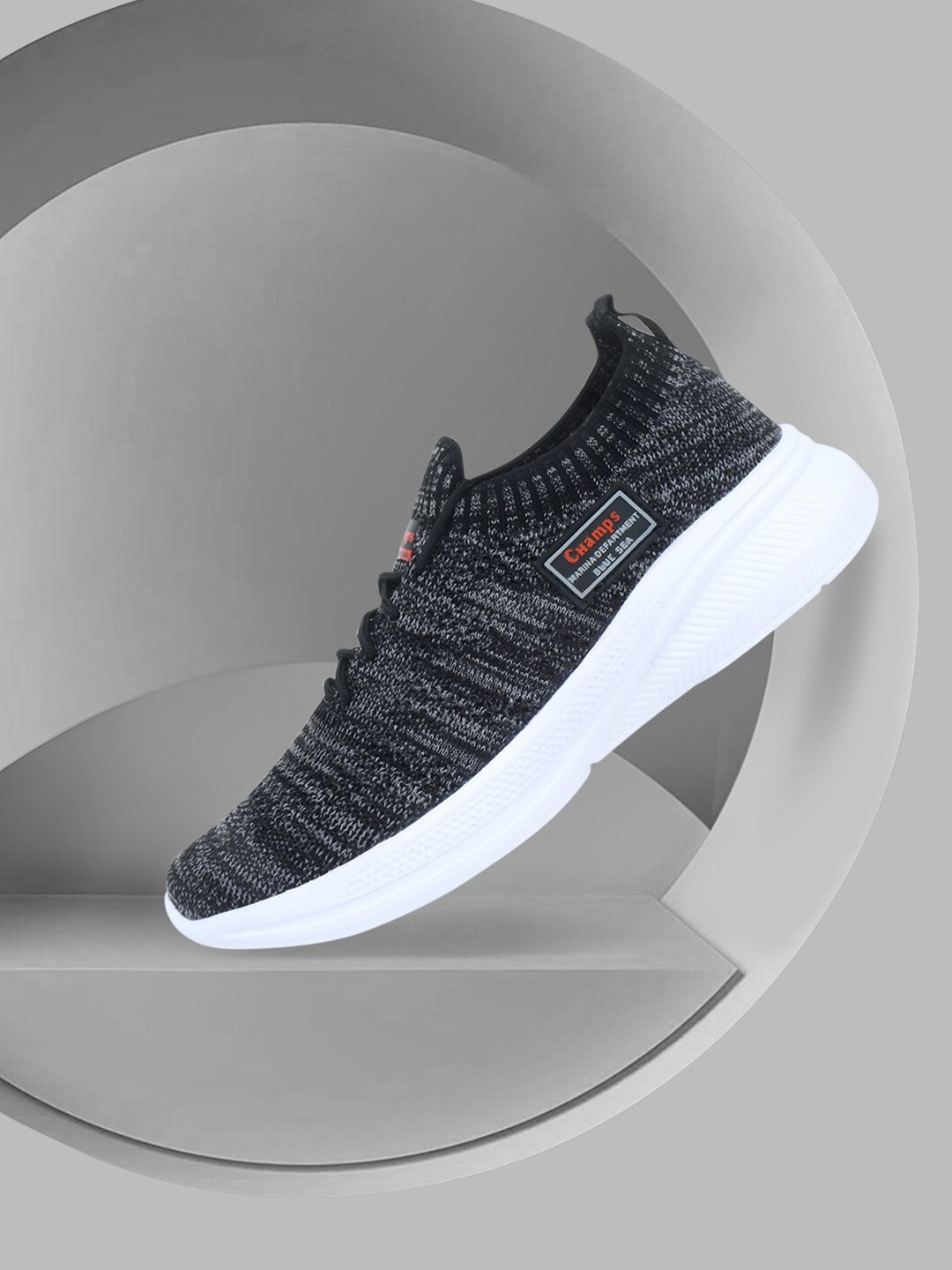 

Champs Men Black Mesh Running Non-Marking Shoes
