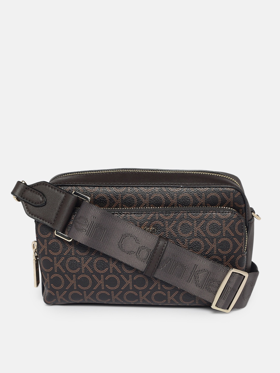 

Calvin Klein Women Brown Brand Logo Printed Camera Bag
