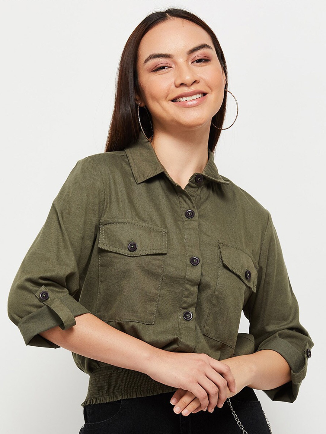 

max Women Green Casual Shirt