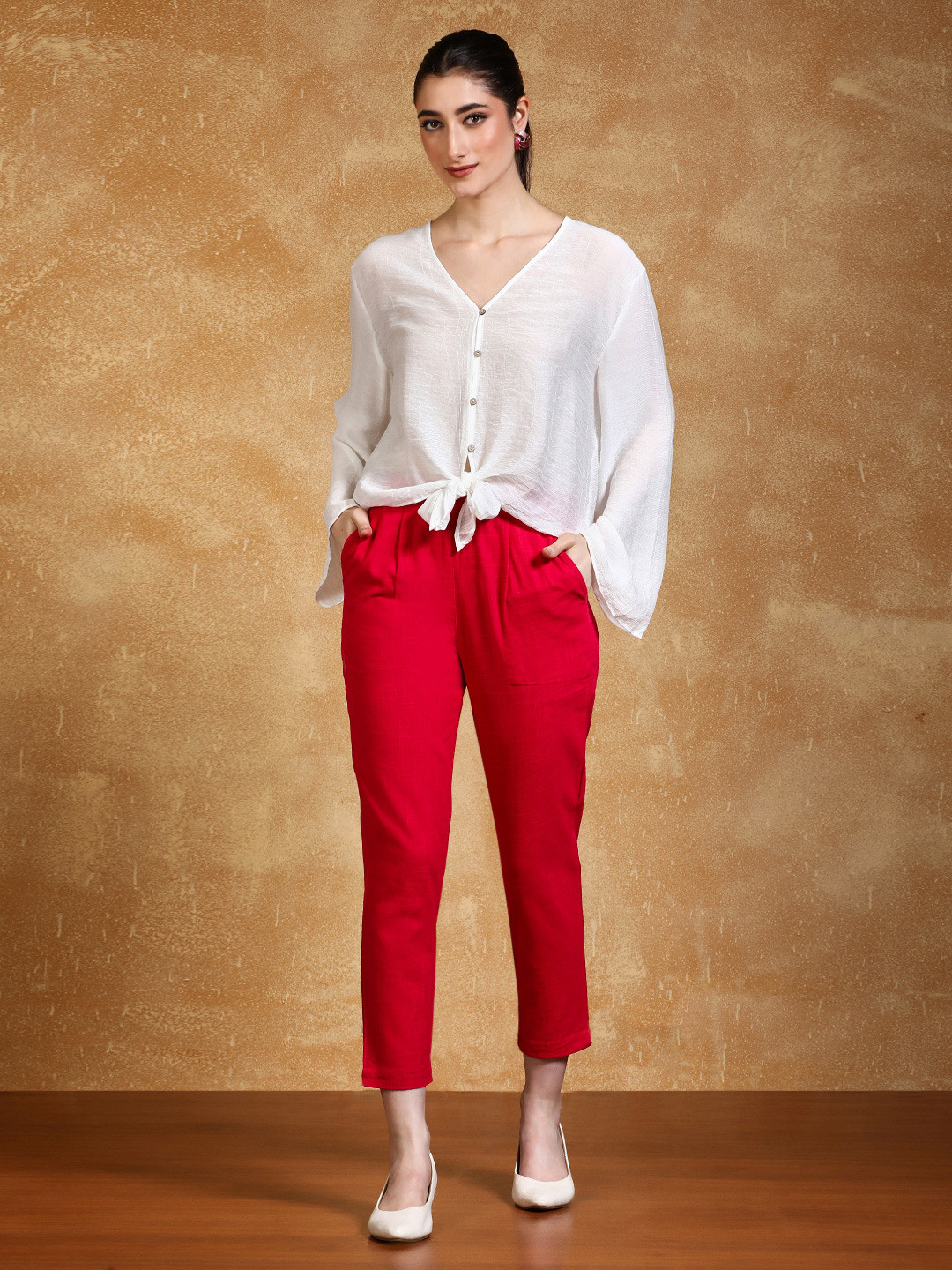 Jaipur Kurti Women Pink Solid Regular Trousers