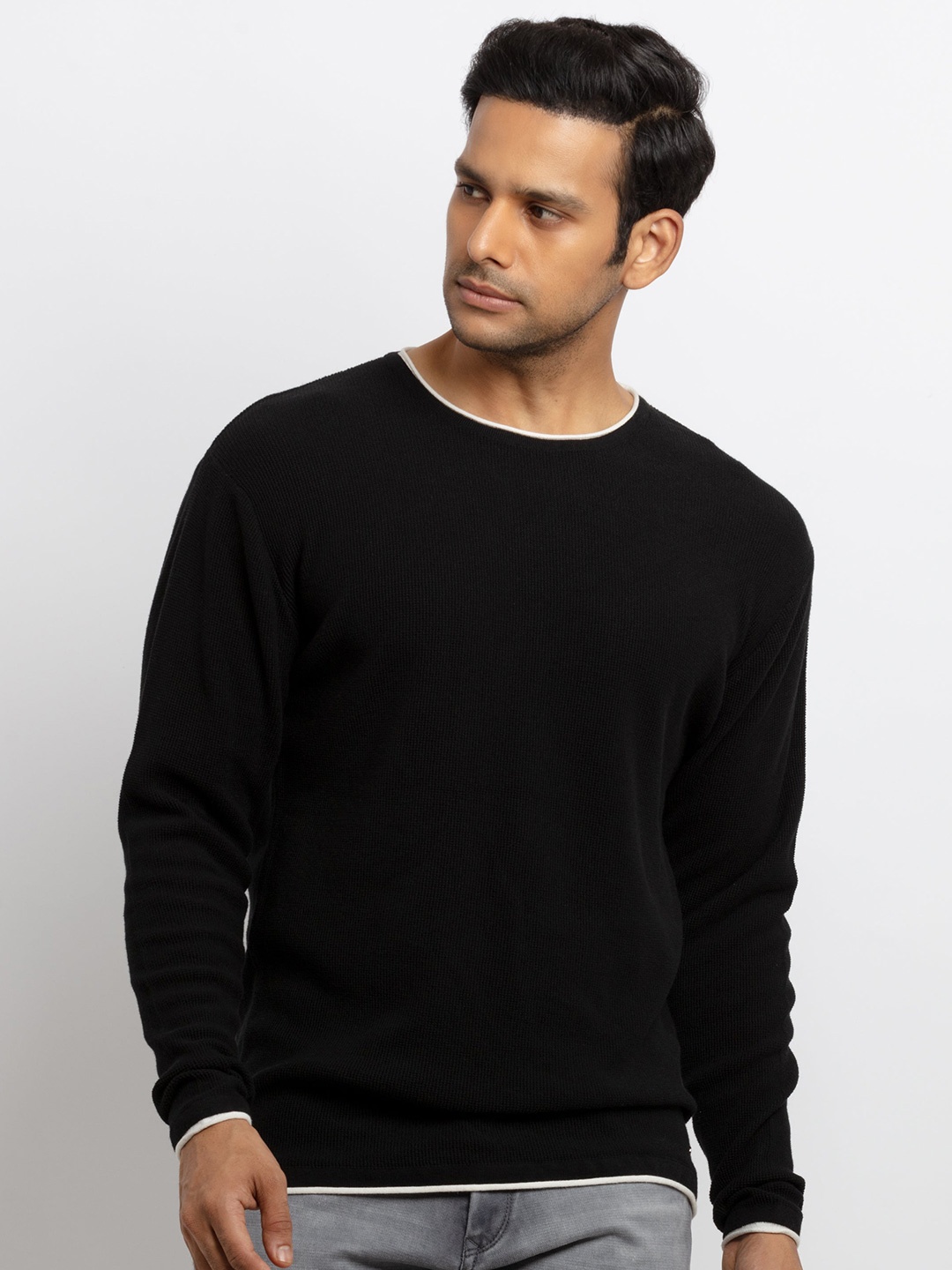 

Status Quo Men Black Cotton Pullover