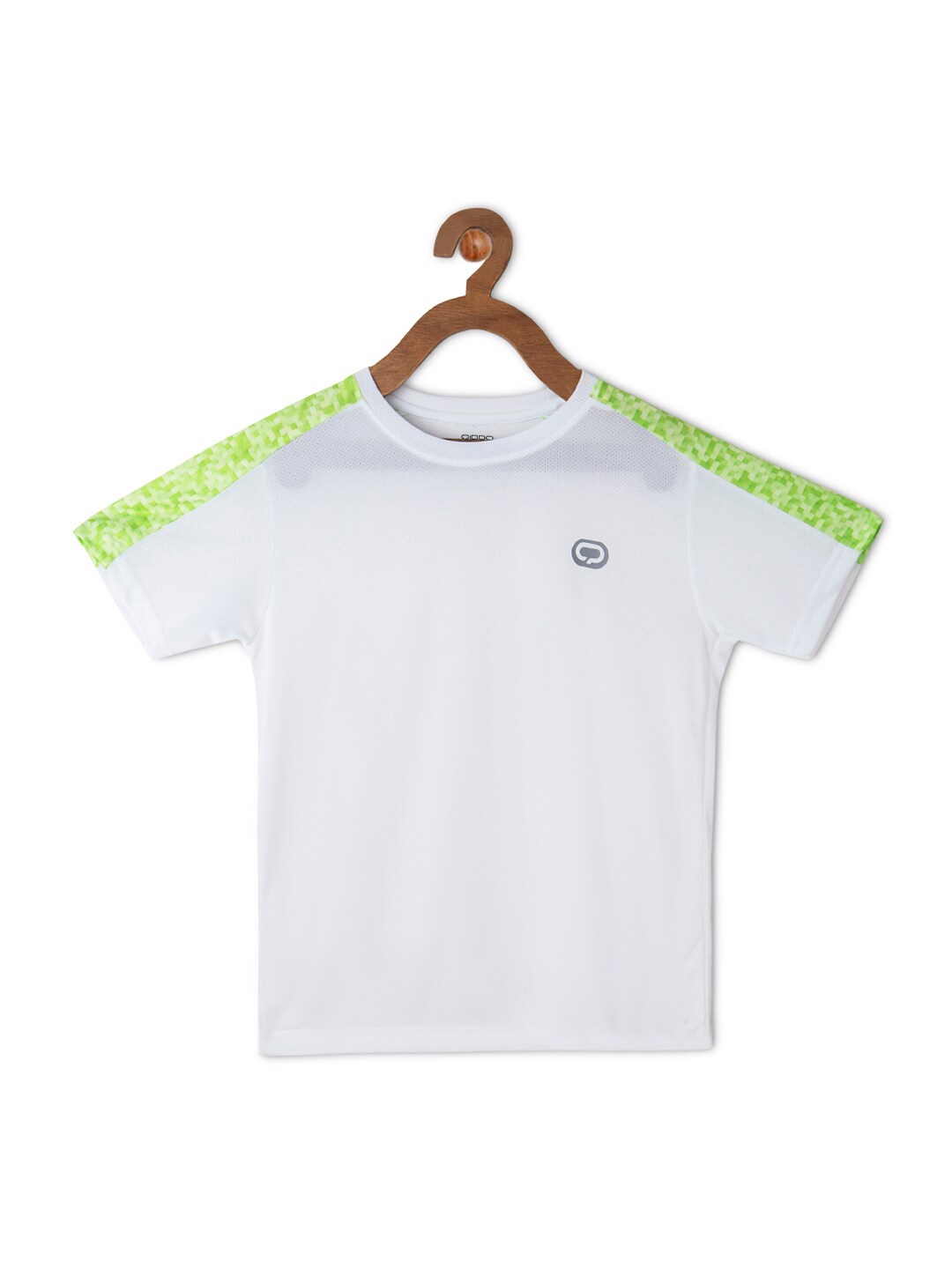 

QIDDO Boys White & Green Solid T-shirt