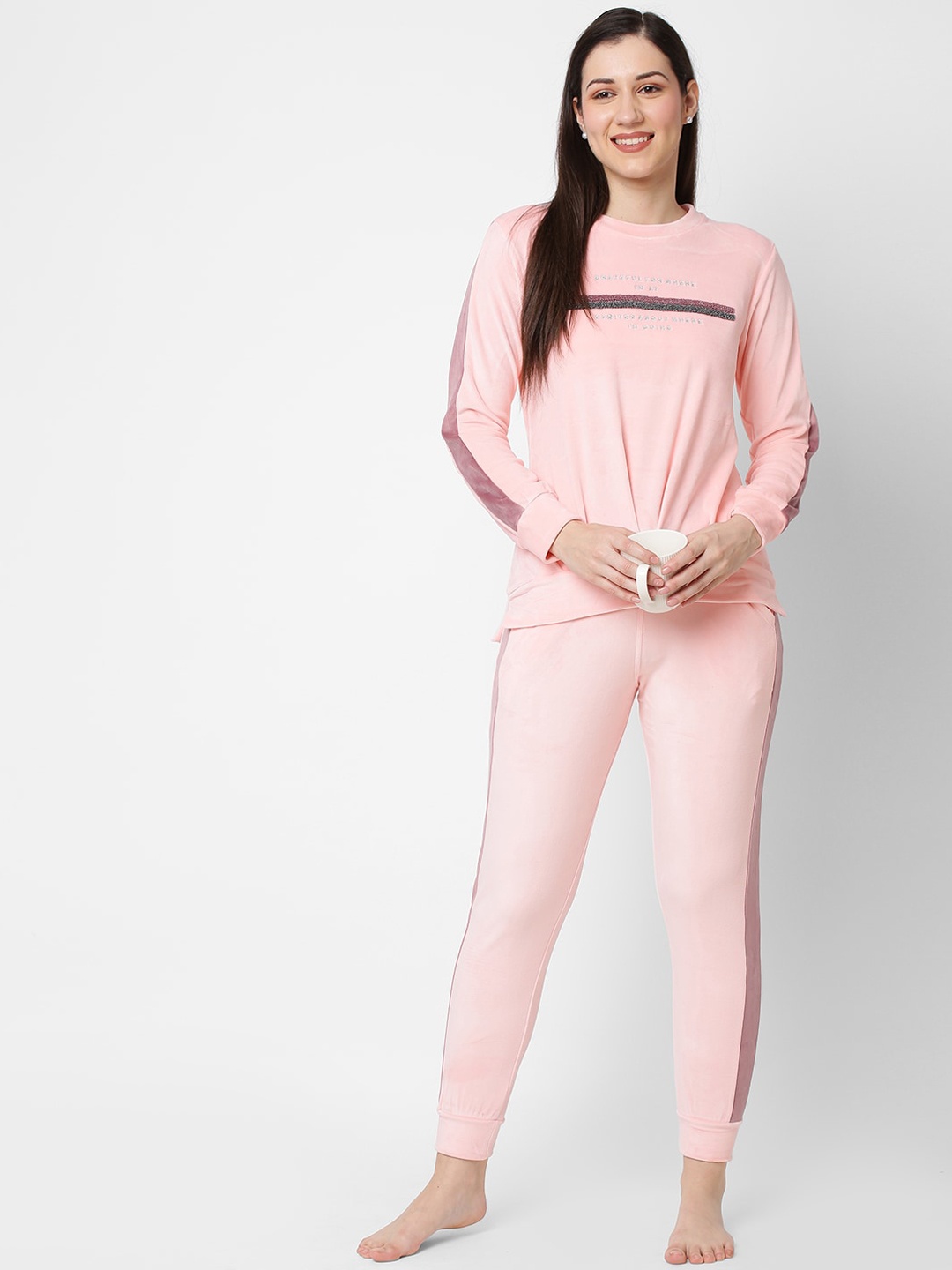 

Sweet Dreams Women Pink Printed Polyester Round Neck Night suit