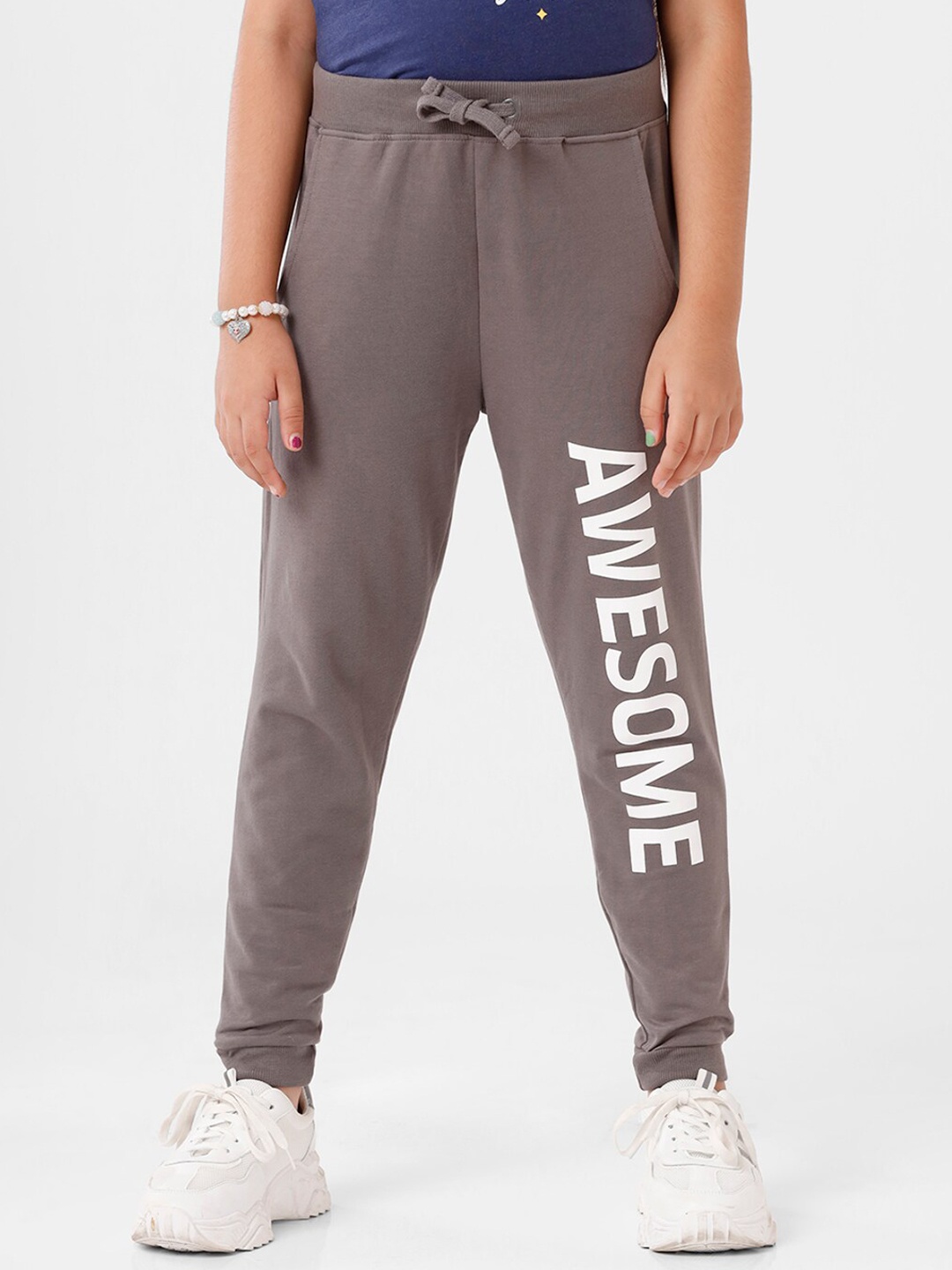 

De Moza Girls Grey Printed Joggers Trousers