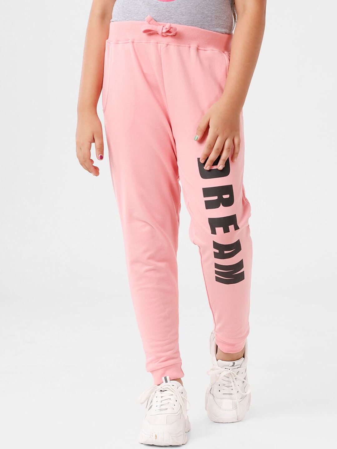 

De Moza Girls Pink Printed Joggers Cotton Trousers