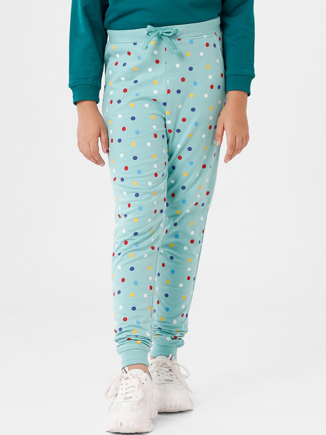 

De Moza Girls Blue Printed Joggers Trousers