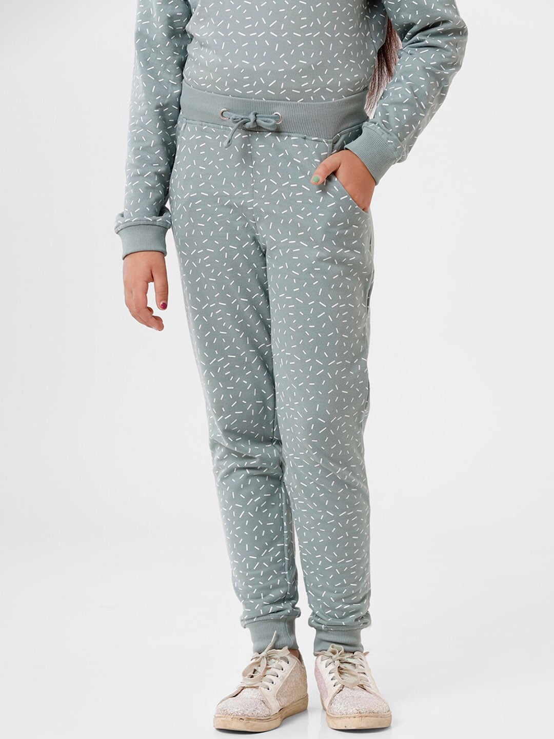 

De Moza Girls Grey Printed Joggers Cotton Trousers