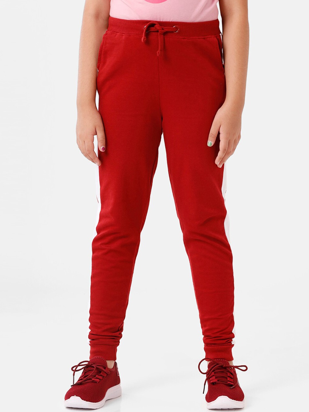 

De Moza Girls Red Cotton Joggers Trousers