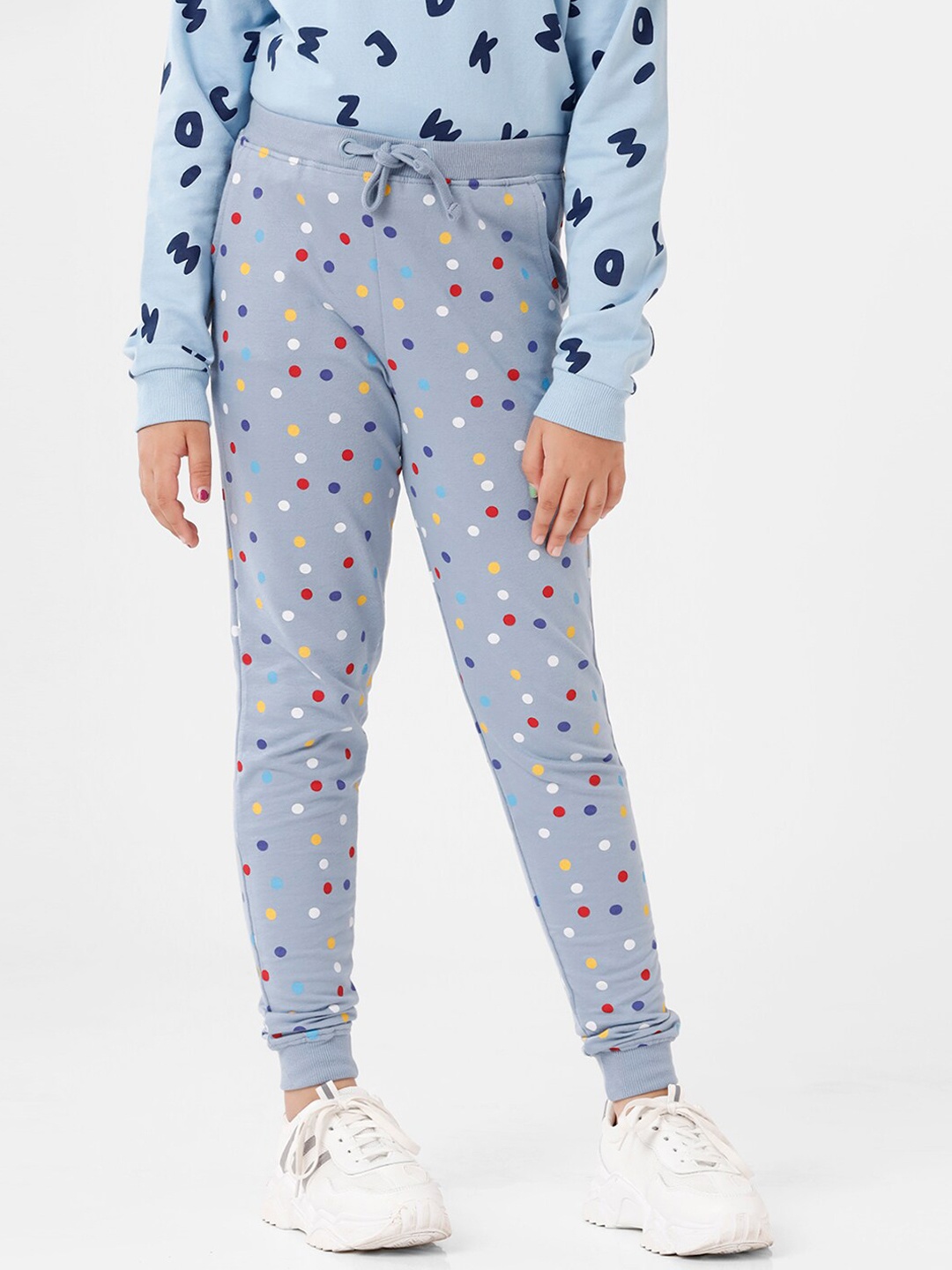 

De Moza Girls Blue Printed Joggers Trousers