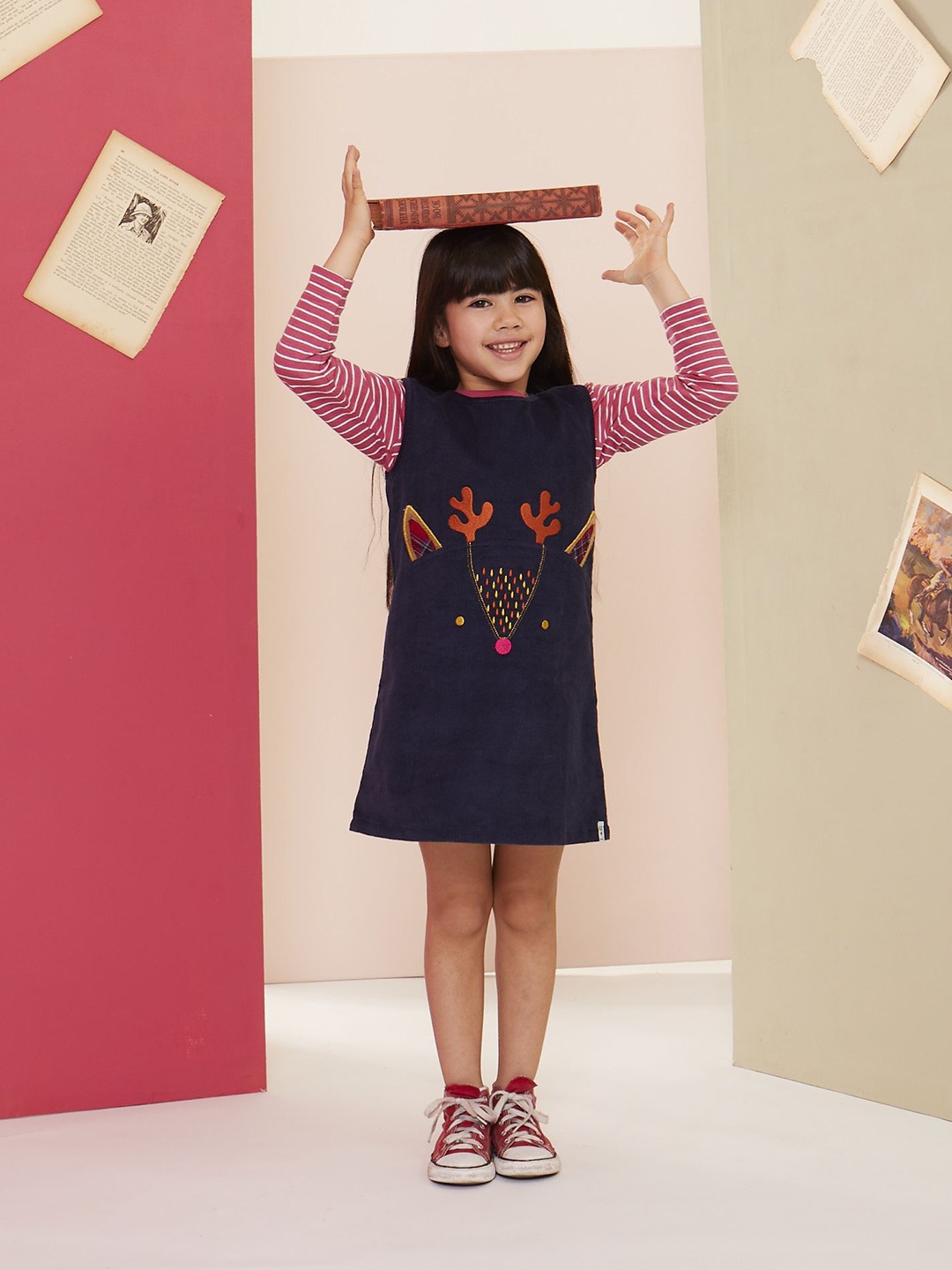 

Lilly and Sid Girls Navy Blue Organic Cotton A-Line Dress