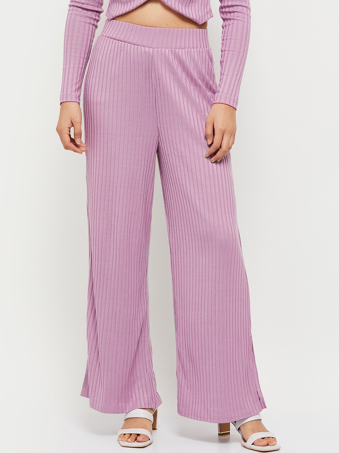 

max Women Purple Solid Regular Fit Parallel Trousers