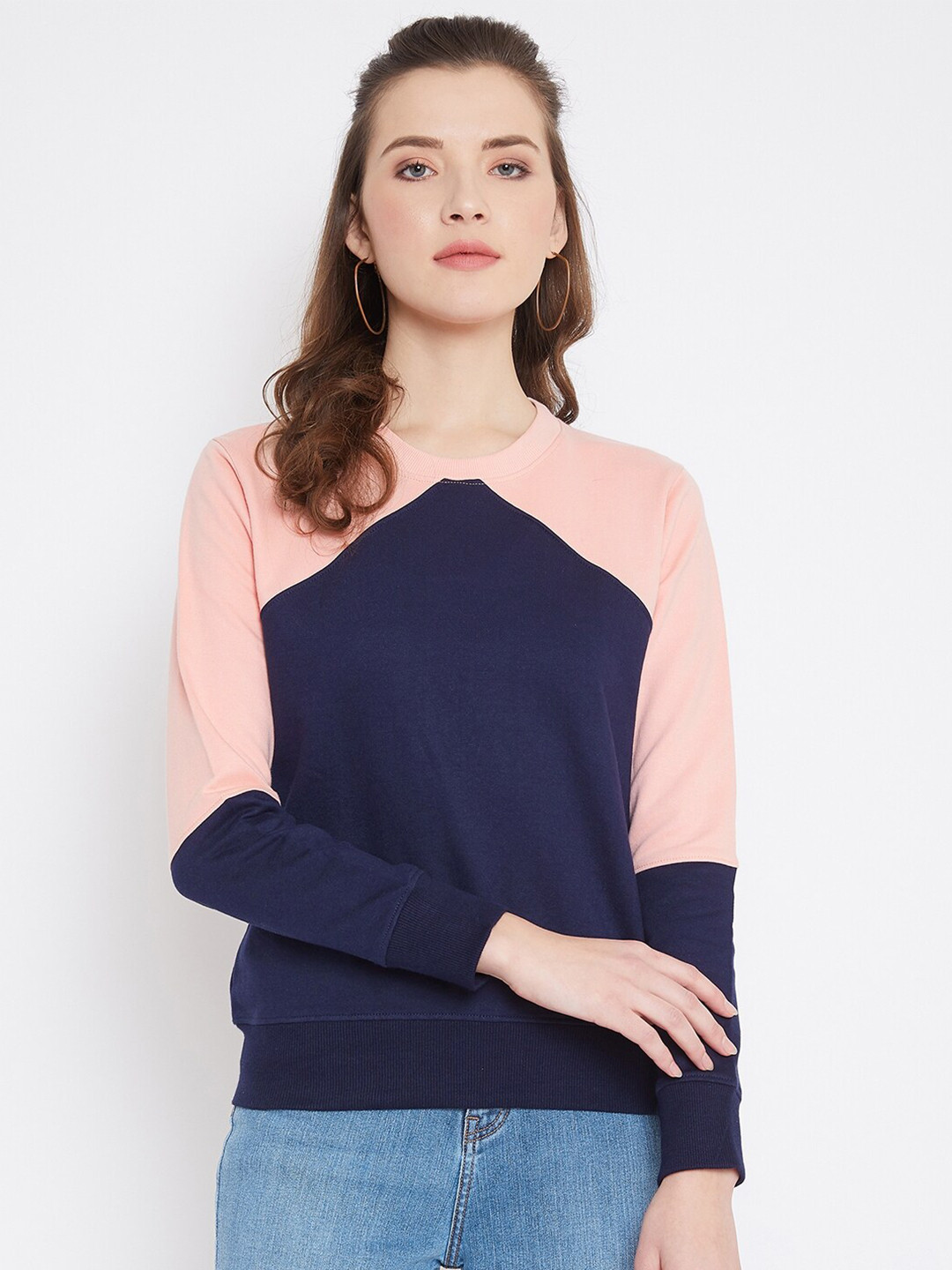 

JHANKHI Women Pink Colourblocked Sweatshirt