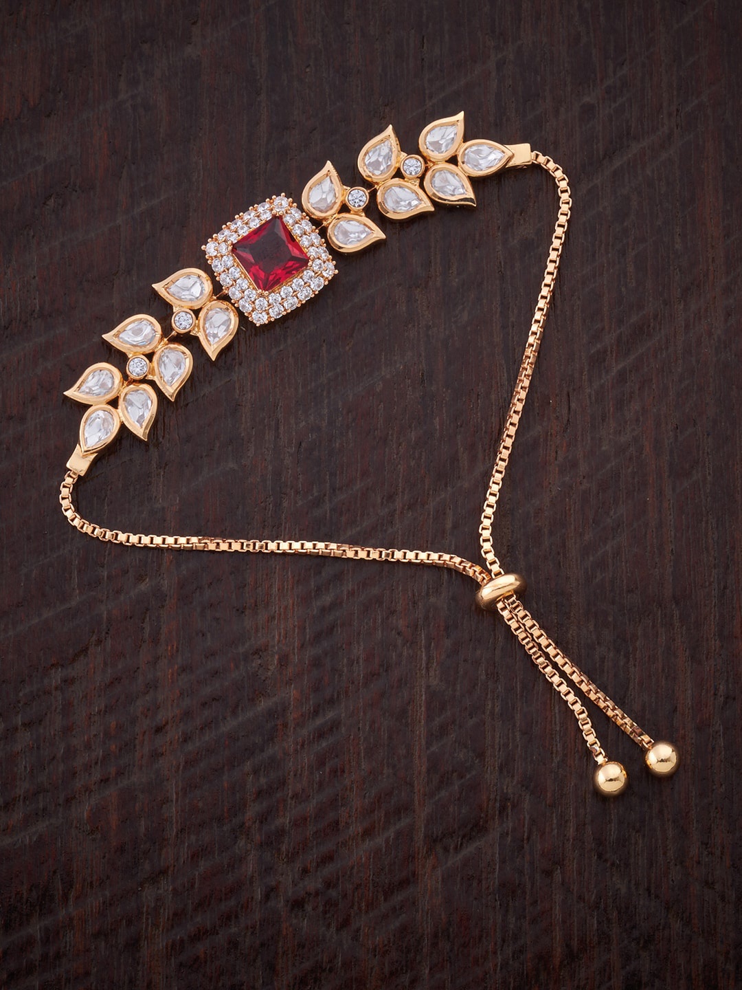 

Kushal's Fashion Jewellery Women Gold-Toned & White Kundan Wraparound Bracelet