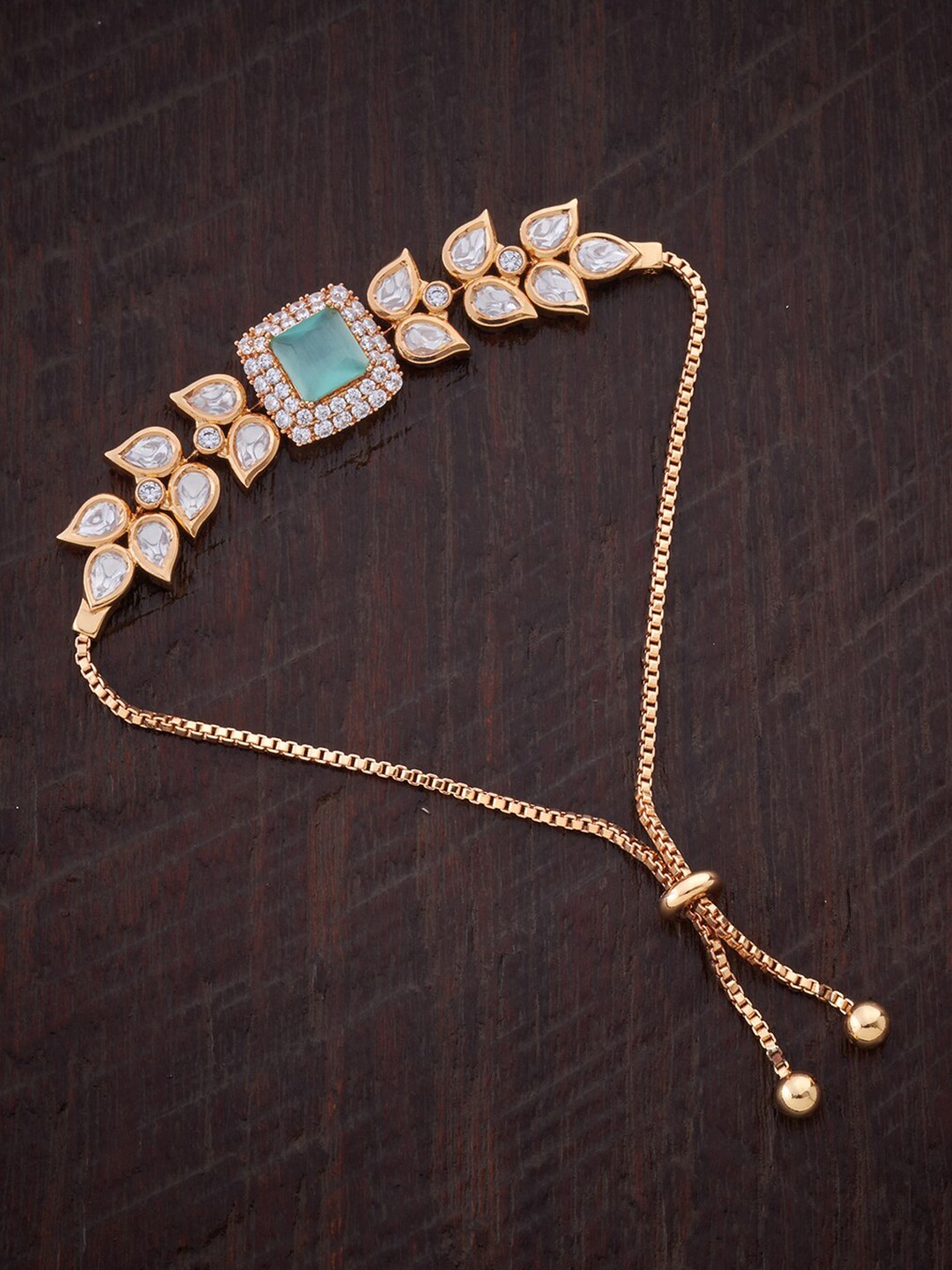

Kushal's Fashion Jewellery Women Gold-Plated & White Kundan Wraparound Bracelet