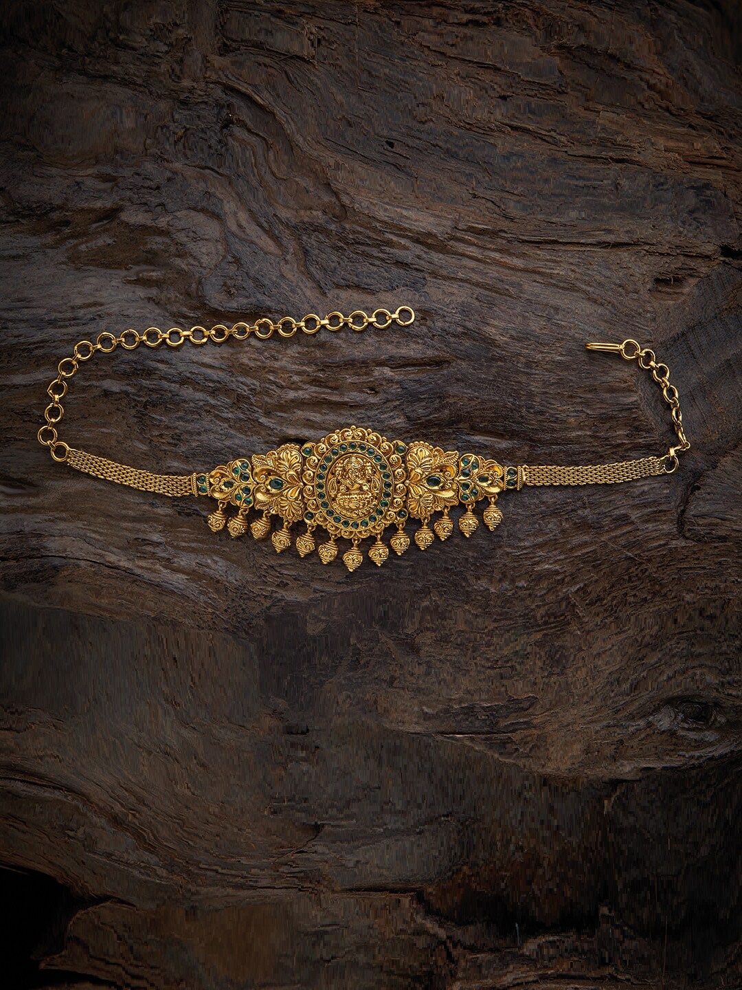 

Kushal's Fashion Jewellery Women Gold-Toned & Green stones Antique Armlet Bracelet