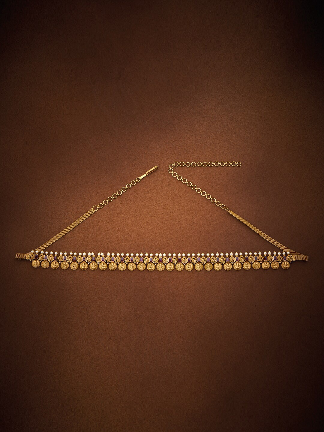 

Kushal's Fashion Jewellery Gold-Toned & Pink Stone Studded Kamarband