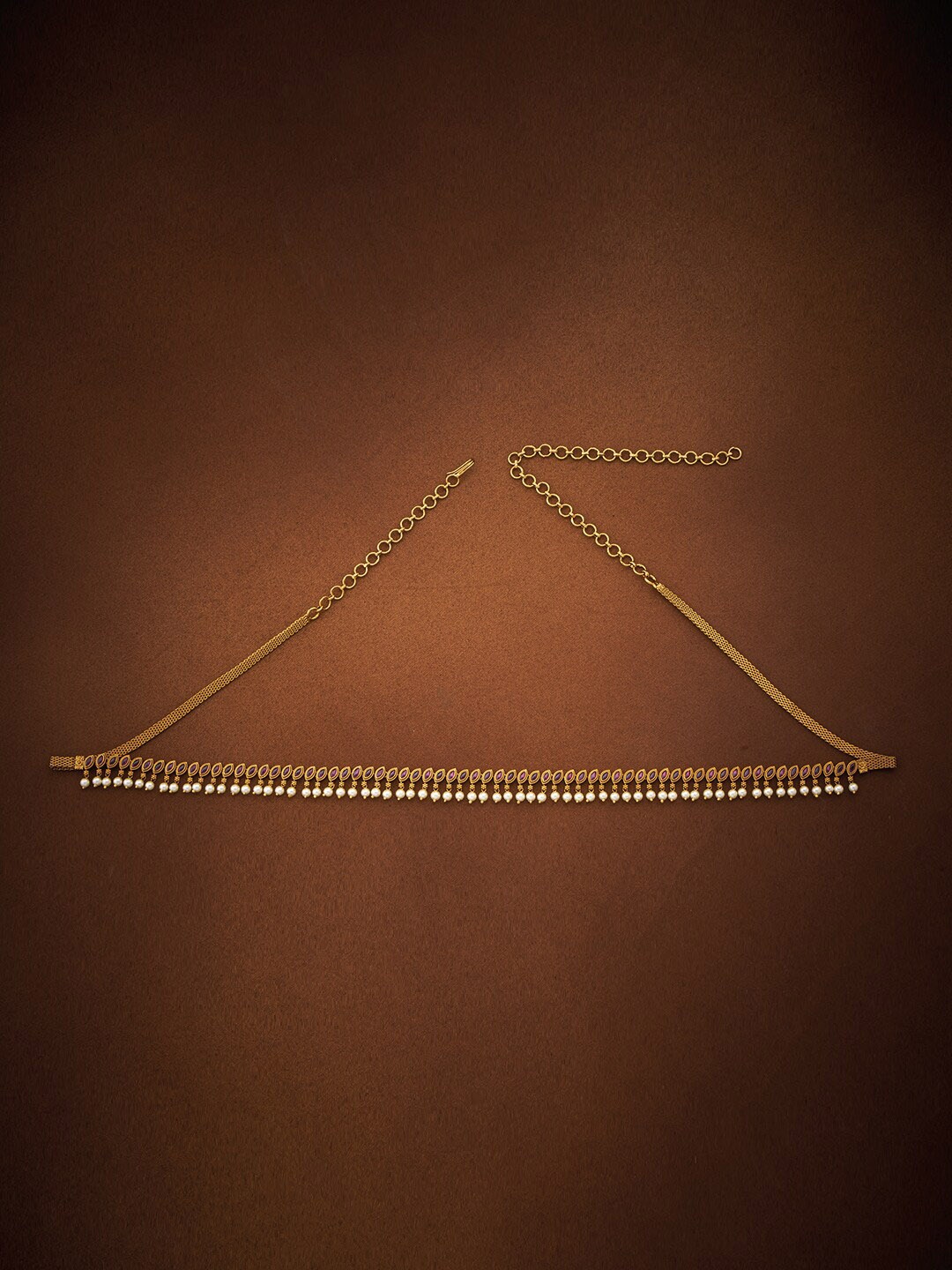 

Kushal's Fashion Jewellery Pink & White Stones-Studded Antique Waist Chain