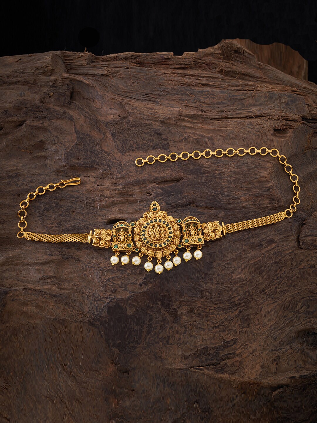 

Kushal's Fashion Jewellery Women Green & Gold-Toned Antique Armlet Bracelet