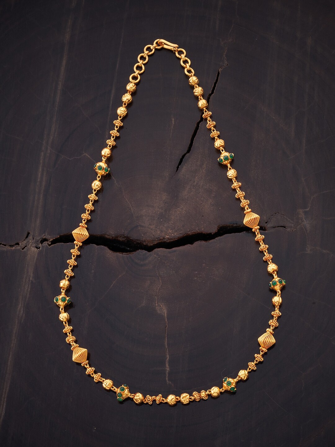 

Kushal's Fashion Jewellery Gold-Toned & Green Temple Chain