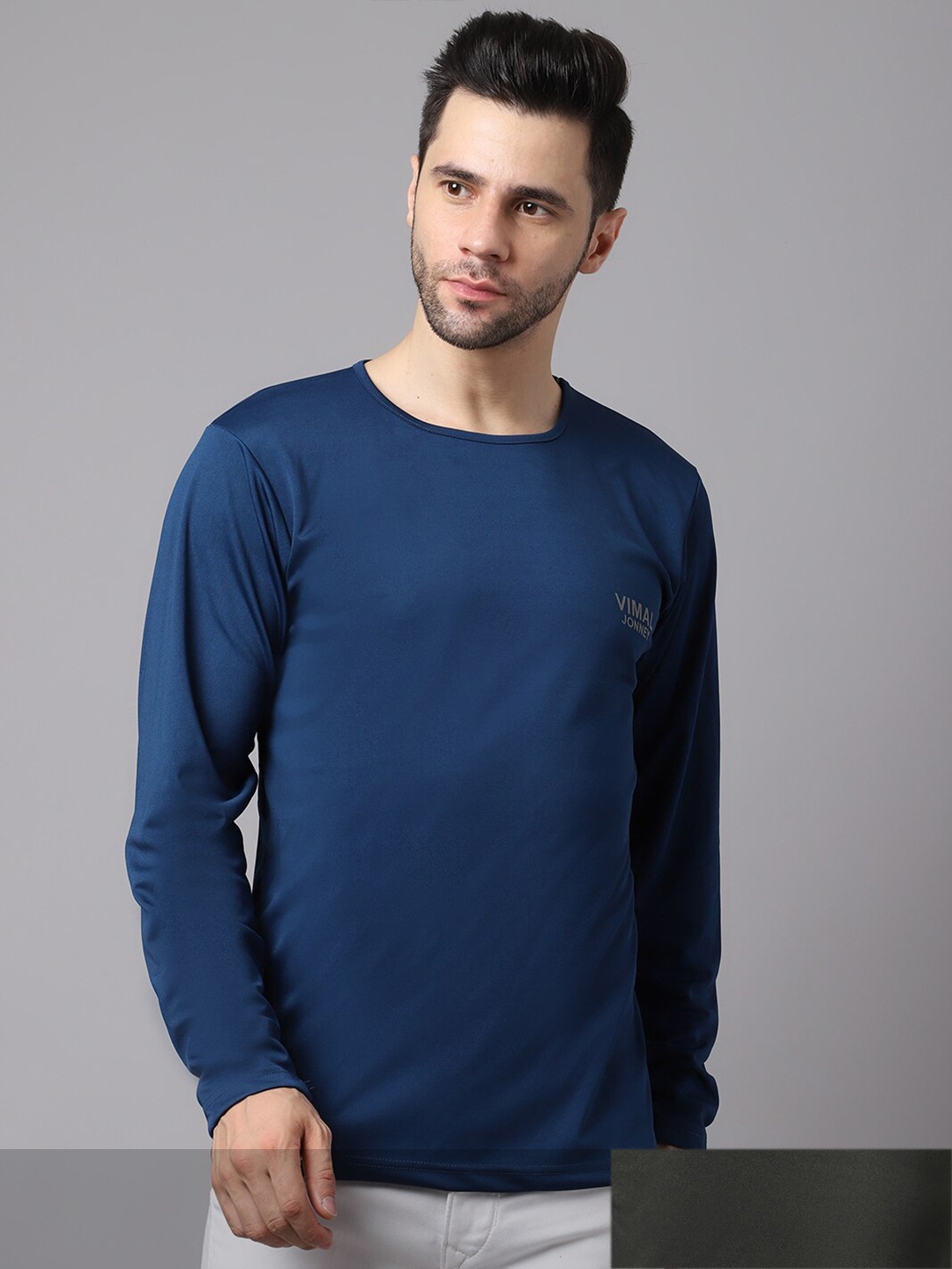 

VIMAL JONNEY Pack Of 2 Men Blue & Black T-shirt