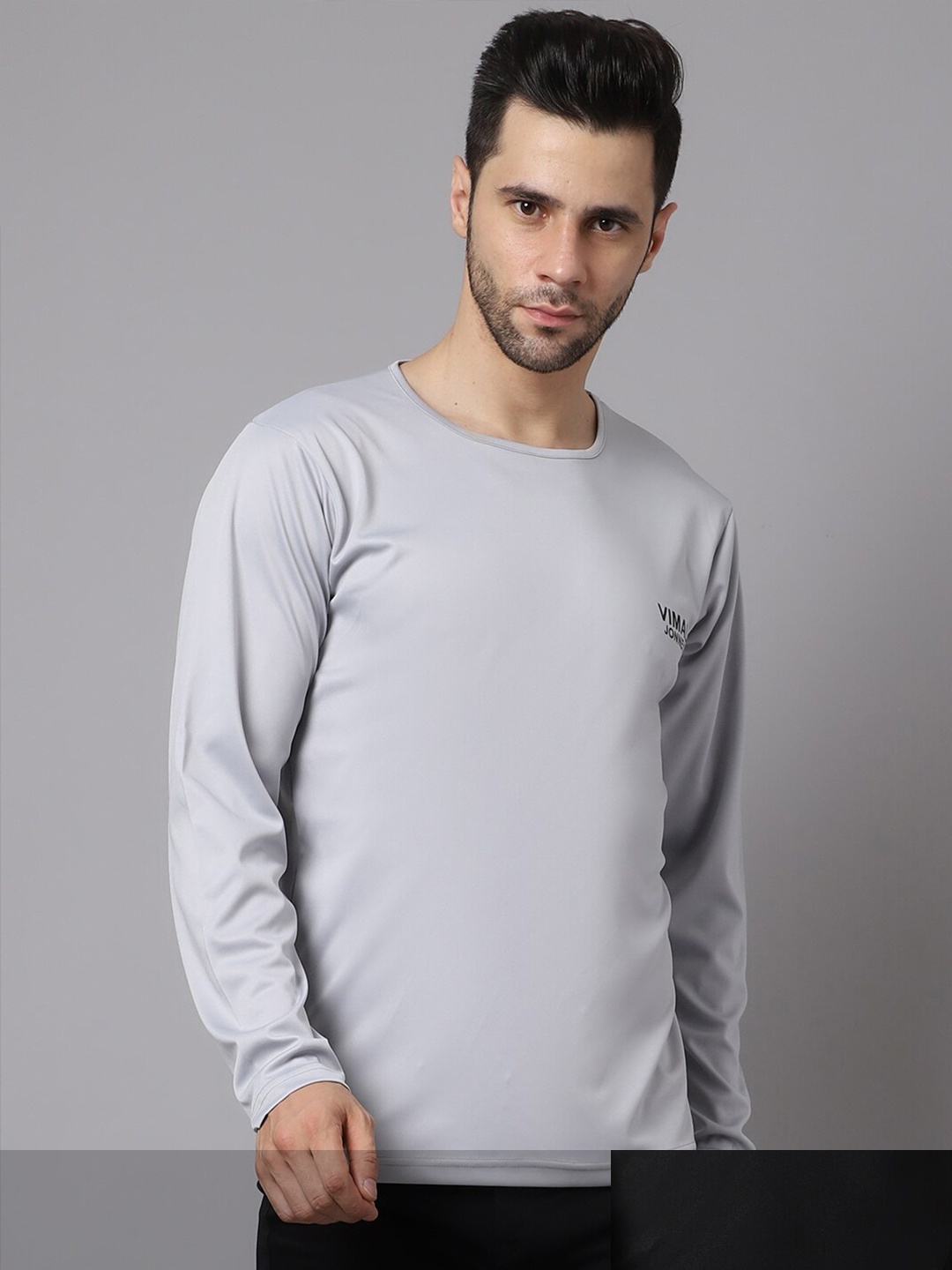 

MACK JONNEY JONNEY Men Pack Of 2 Black & Grey Polyester T-shirt