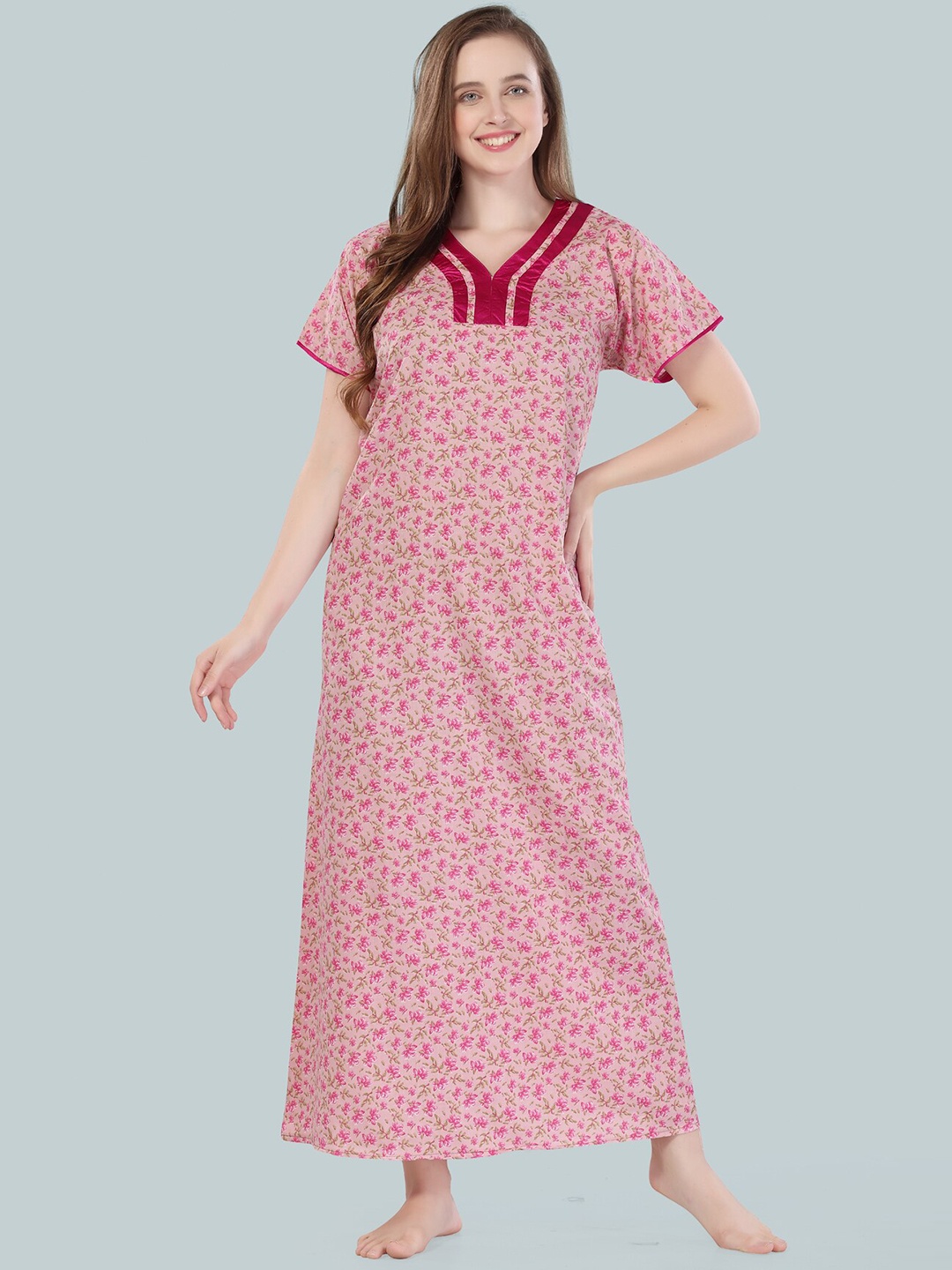 

Be You Pink Printed Maxi Nightdress