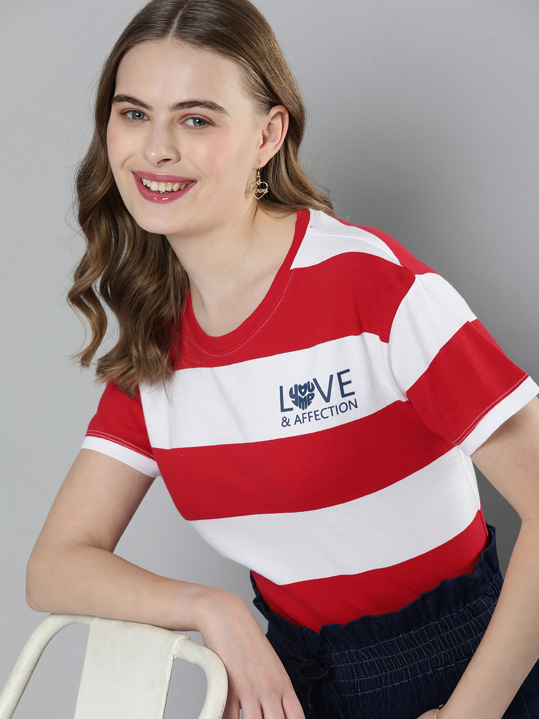 

Mast & Harbour Pure Cotton Red & White Striped Applique T-shirt