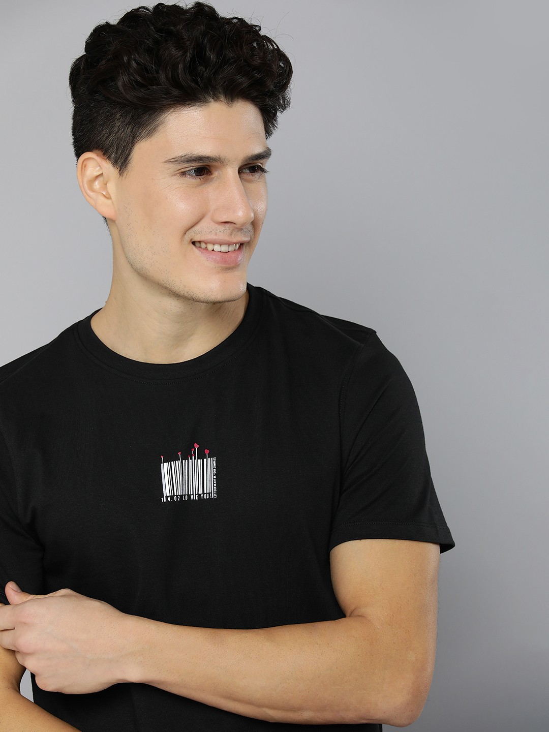 

Mast & Harbour Men Pure Cotton Printed T-shirt, Black