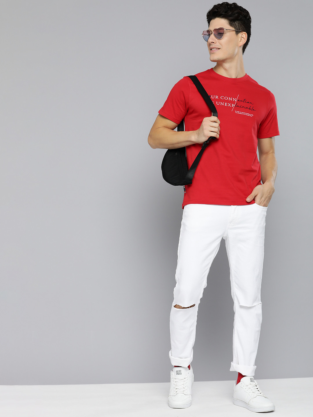 

Mast & Harbour Men Pure Cotton Typography Printed T-shirt, Red