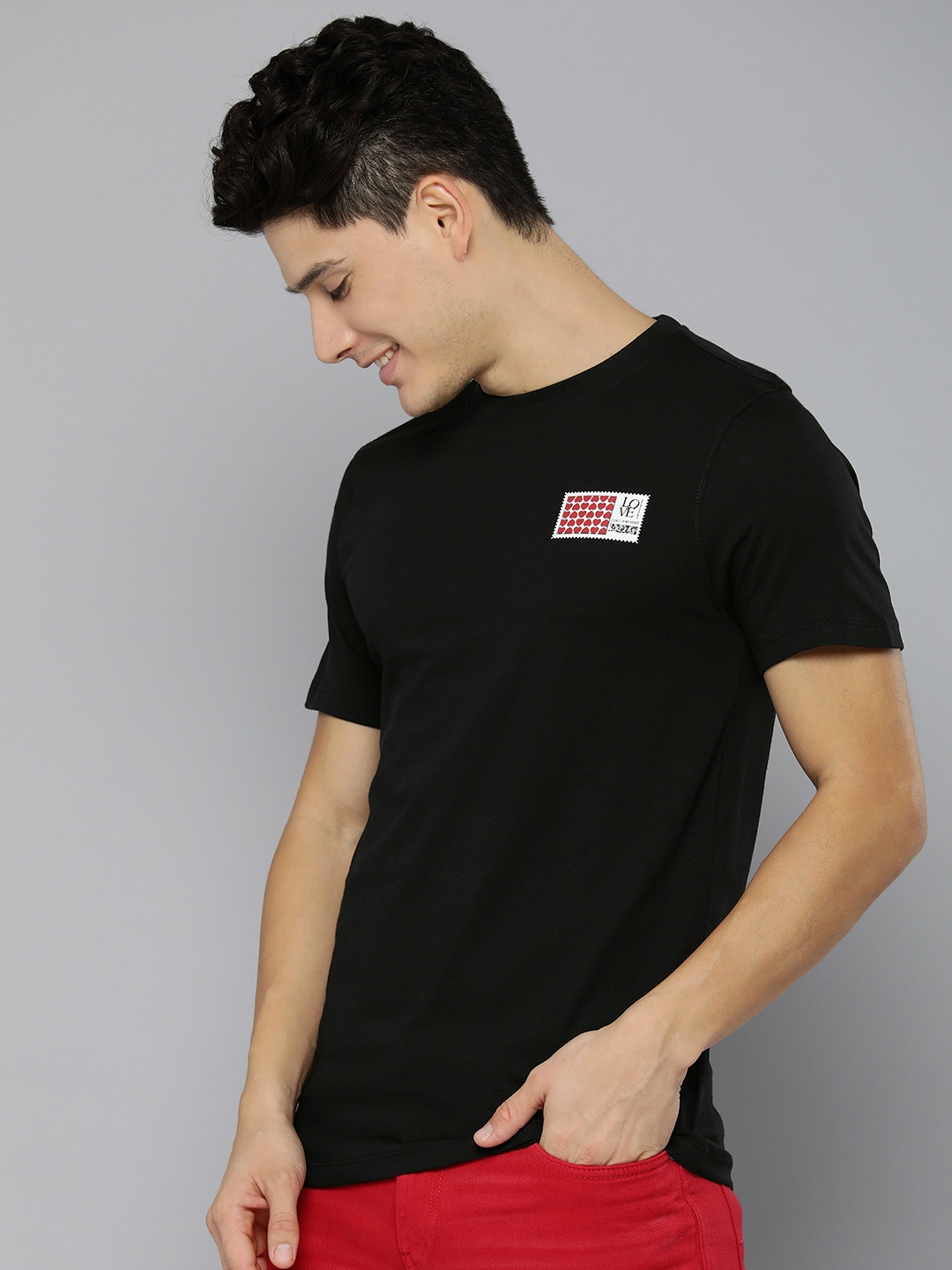 

Mast & Harbour Men Pure Cotton Typography Printed T-shirt, Black