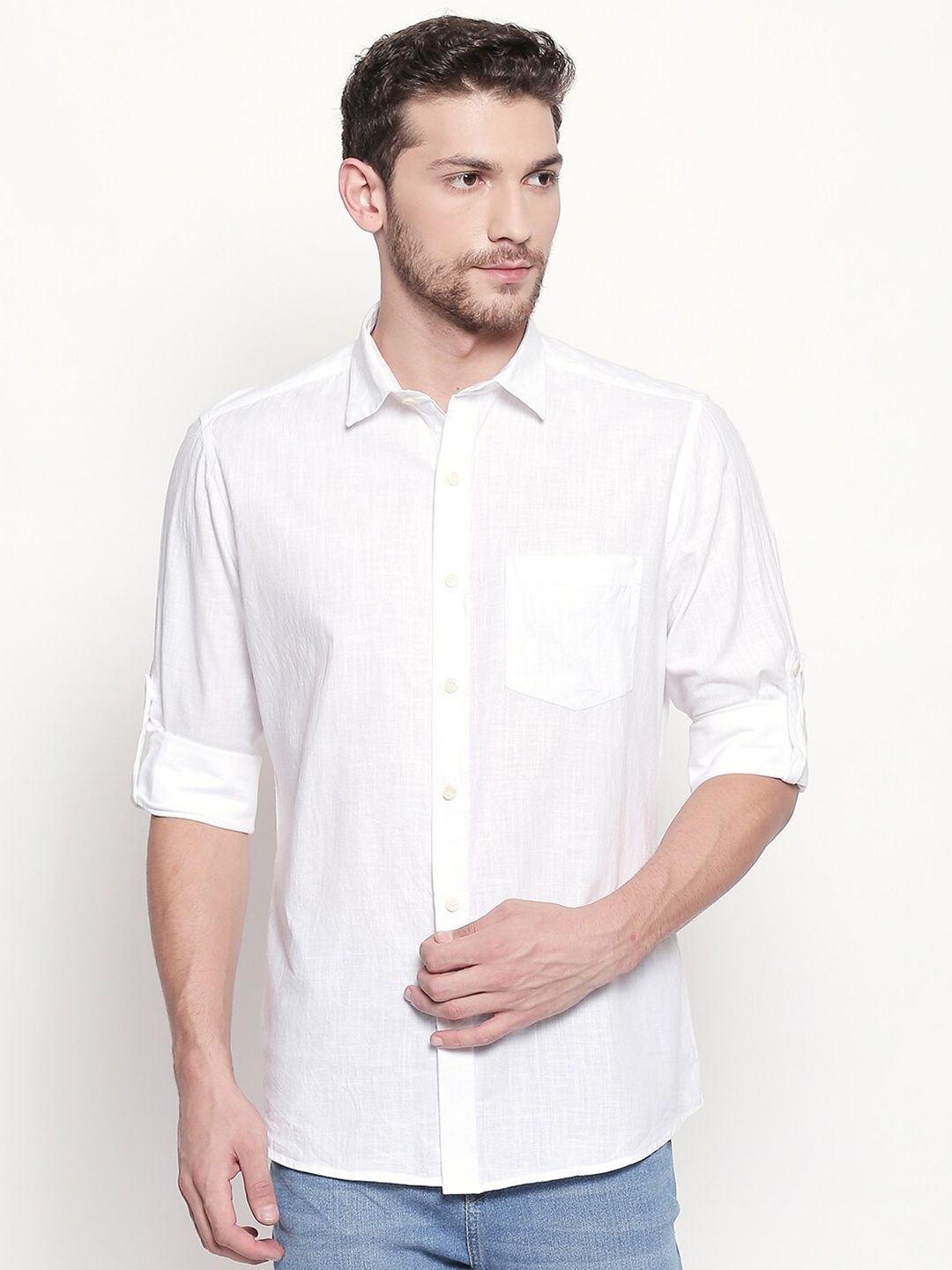 

EVOQ Men White Standard Regular Fit Solid Casual Shirt