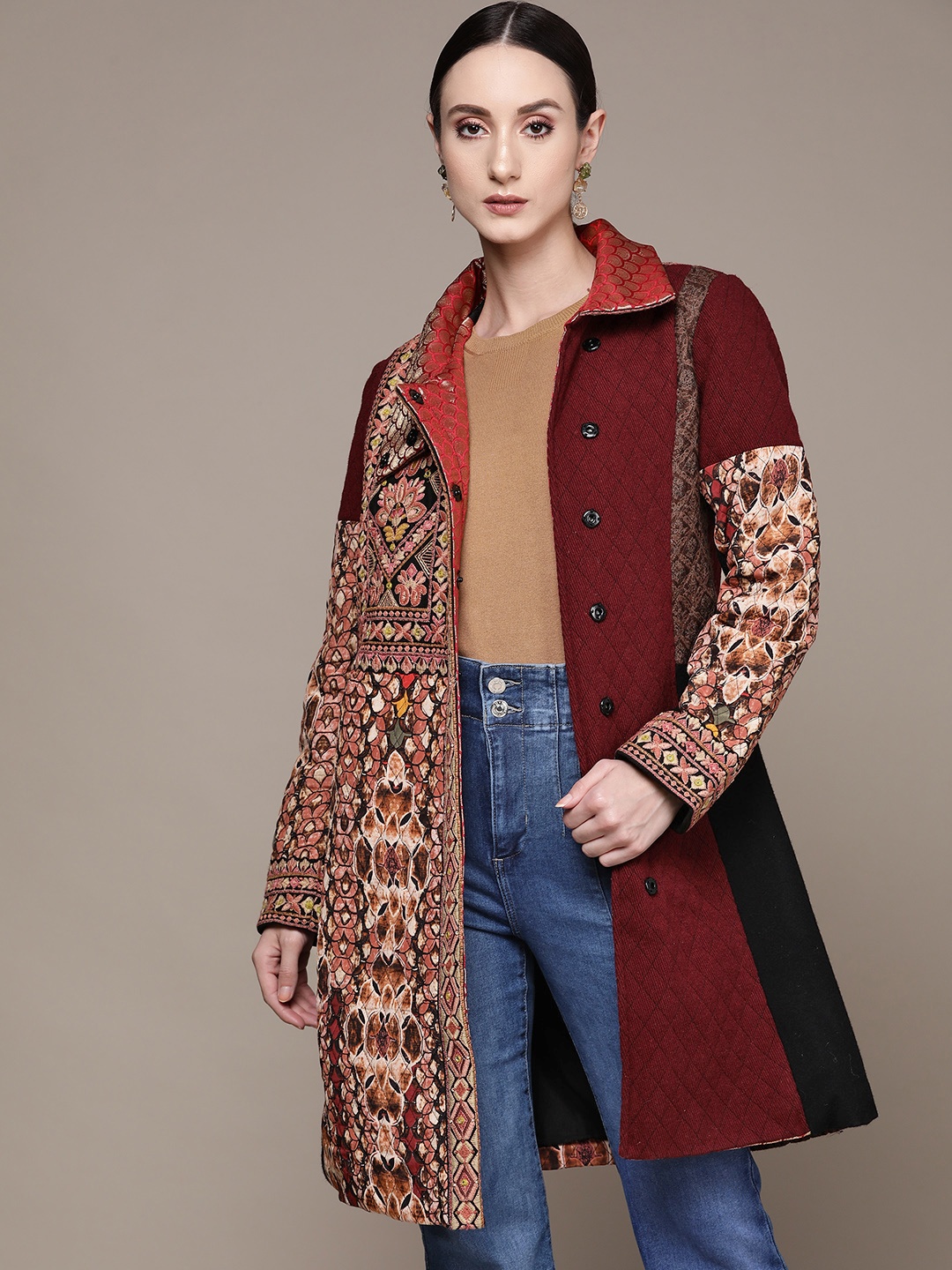 

Ritu Kumar Women Ethnic Print Embroidered Overcoat, Multi